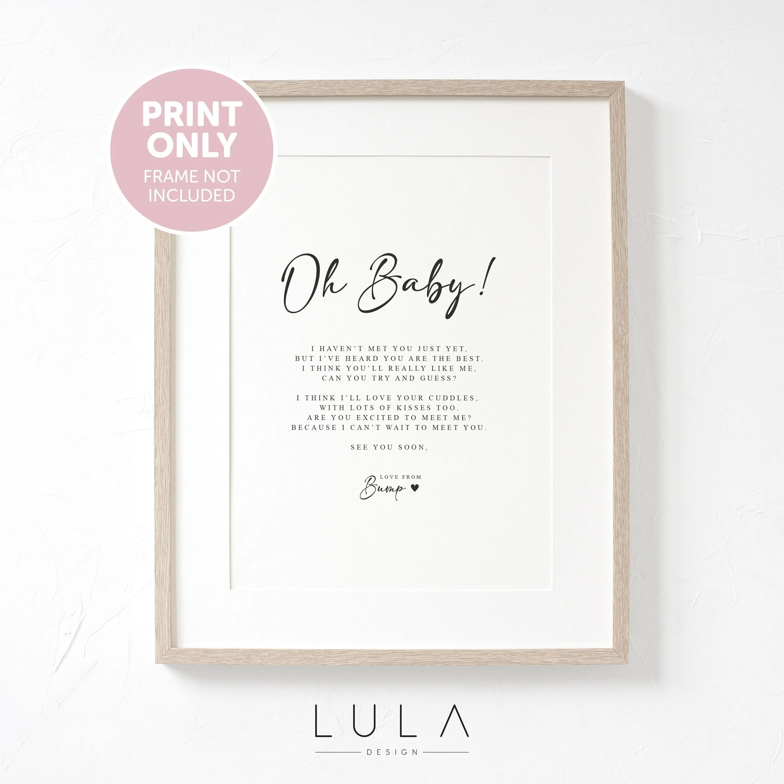 Oh Baby! from Bump Poem A4 or A5 PRINT, Family, Pregnancy Announcement, Pregnancy Reveal, Poem from Bump, Auntie, Uncle, Grandparent, Friend