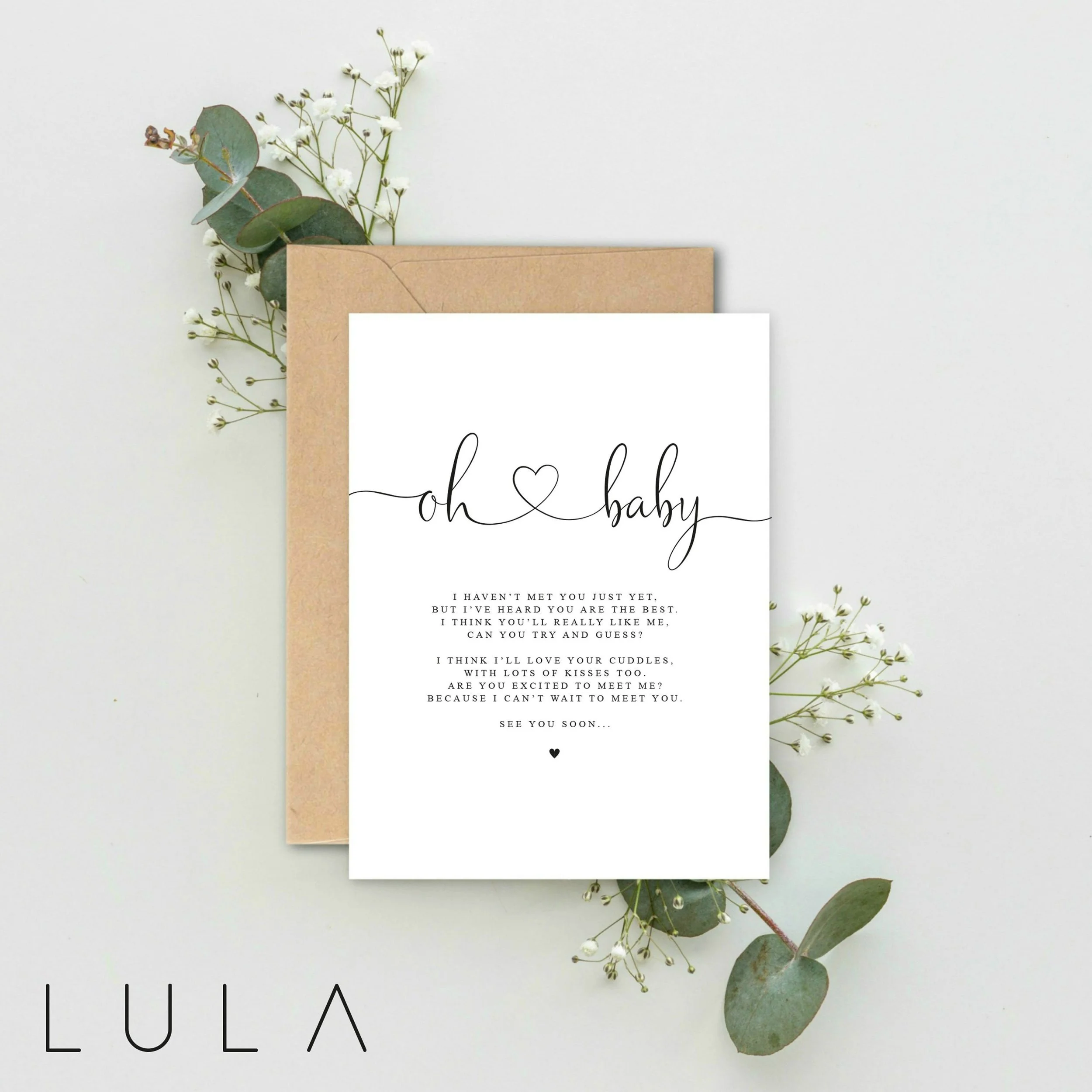 Oh Baby Hello Poem Pregnancy Announcement A5 Card with envelope, Family, Pregnancy Announcement, Pregnancy Reveal, Friends, Christmas Card,