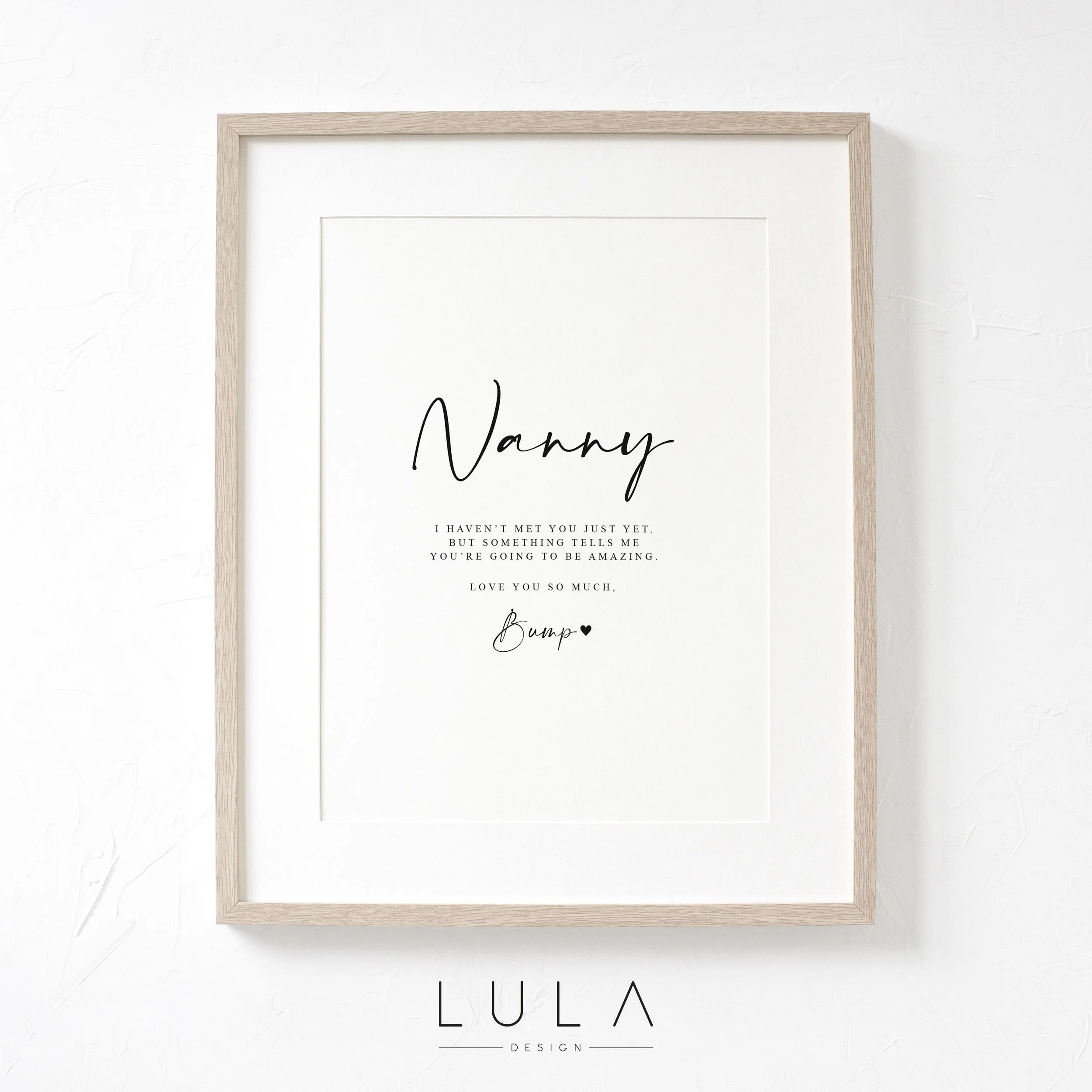NANNY or NANNIE Love from Bump A4 A5 PRINT, Pregnancy Announcement, Bump to Nanny Gift, Nannie Bump Gift, New Grandparent Gift Announcement