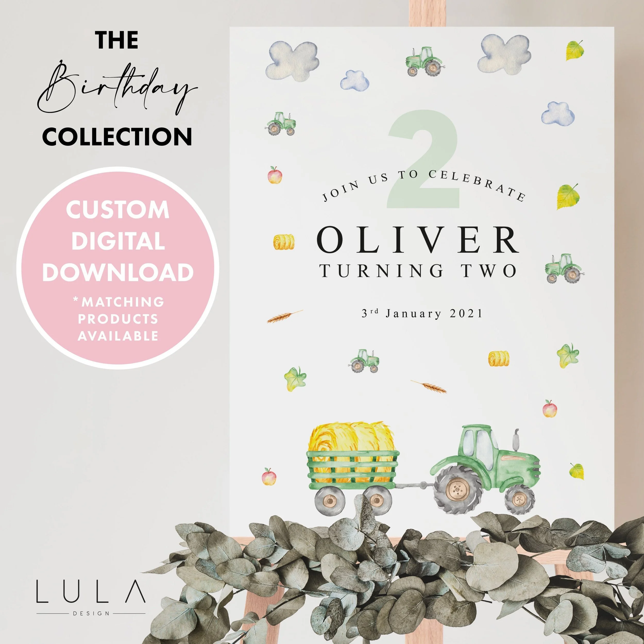 PERSONALISED Tractor Farm Boys Birthday Sign DIGITAL DOWNLOAD, Birthday Easel Sign, Party Sign, Boys Personalised Birthday Tractor Farm Sign