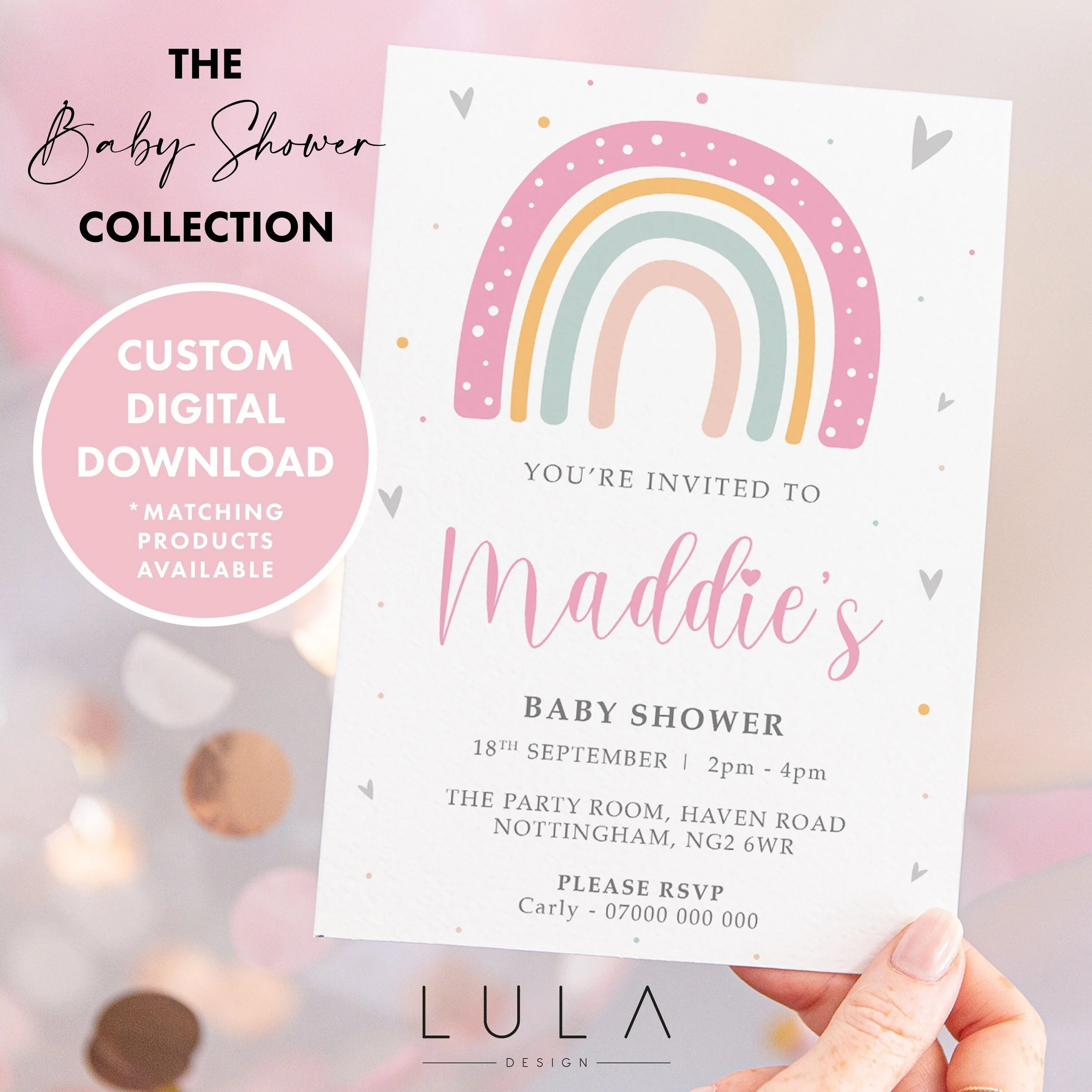 PERSONALISED Rainbow Baby Shower Invitation DIGITAL DOWNLOAD, Baby Shower Invite, Party Invite, Personalised Baby Shower Invitation
