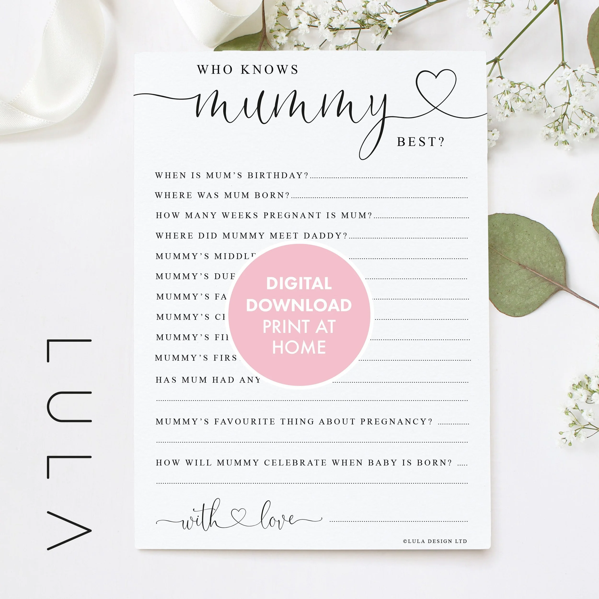 PRINTABLE Who Knows Mummy Best A5 Unisex Baby Shower Game, A5 Party Game Idea, Printed A5 Cards, New Mum to be, Baby Shower