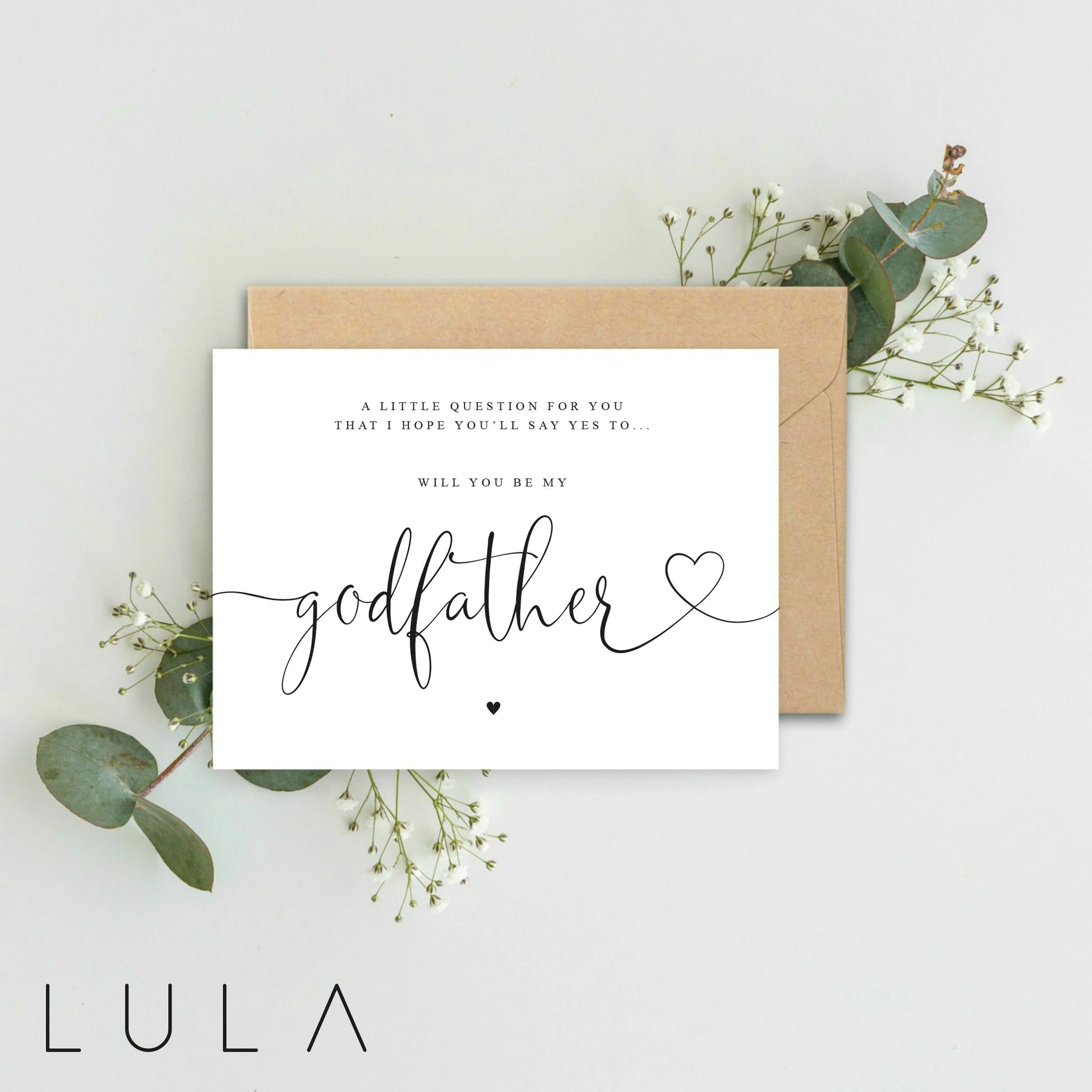 Will you be my GODFATHER Poem Pregnancy Announcement A5 Card with envelope, Will you be my Godfather from child Card Announcement