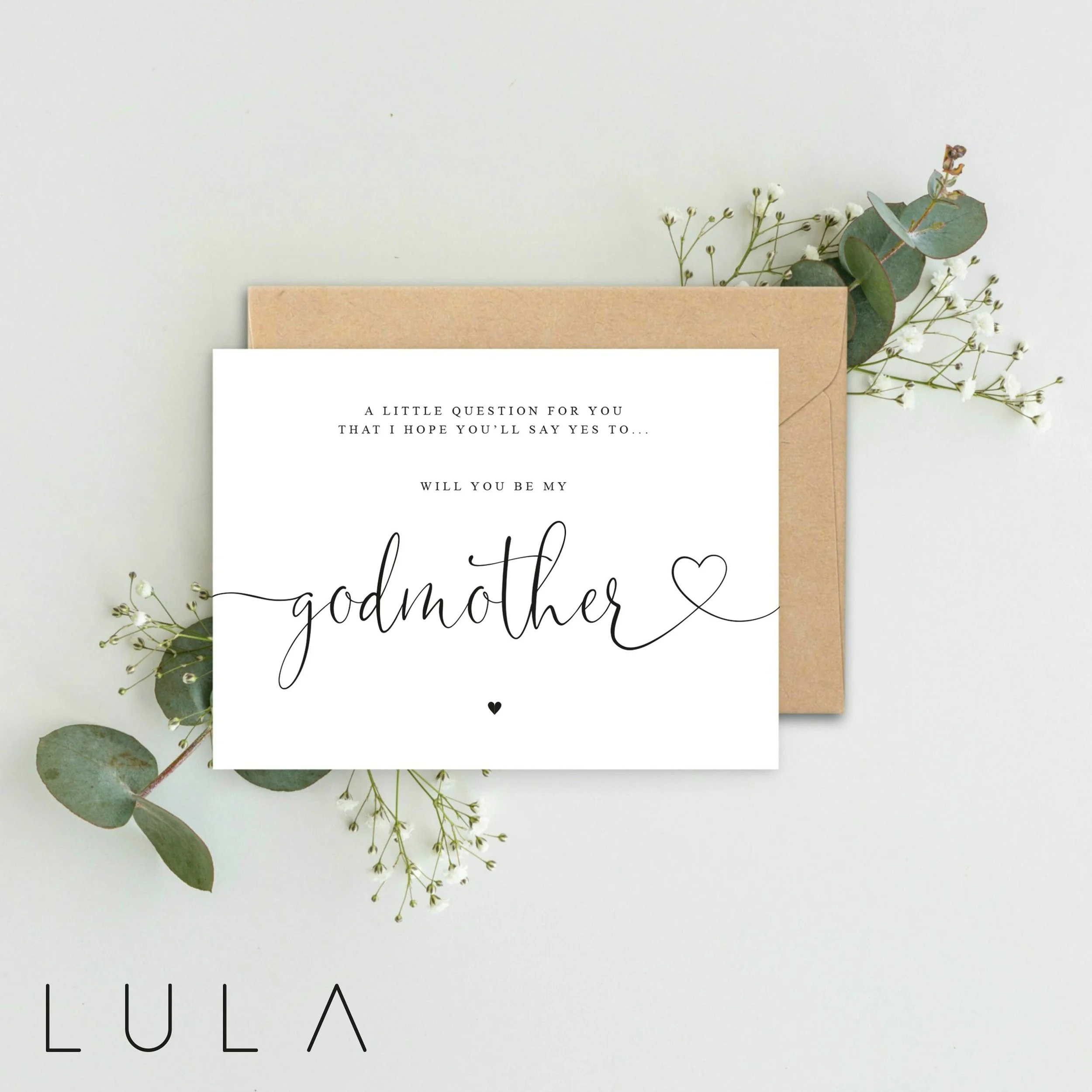 Will you be my GODMOTHER Poem Pregnancy Announcement A5 Card with envelope, Will you be my Godmother from child Card Announcement