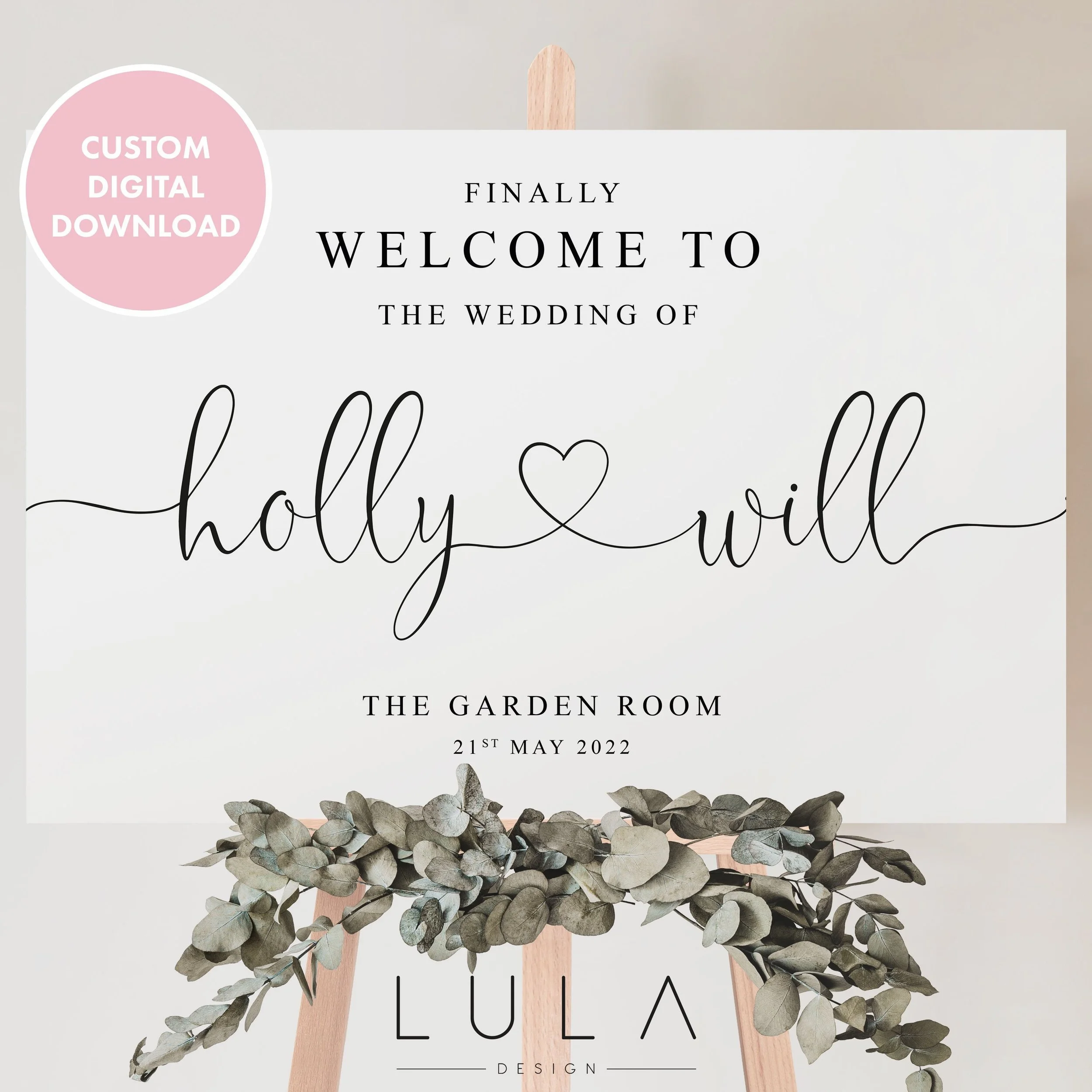 PERSONALISED Welcome Wedding Entrance Sign DIGITAL DOWNLOAD, Welcome Wedding Sign, Personalised Welcome Sign, Personalised Sign for Wedding