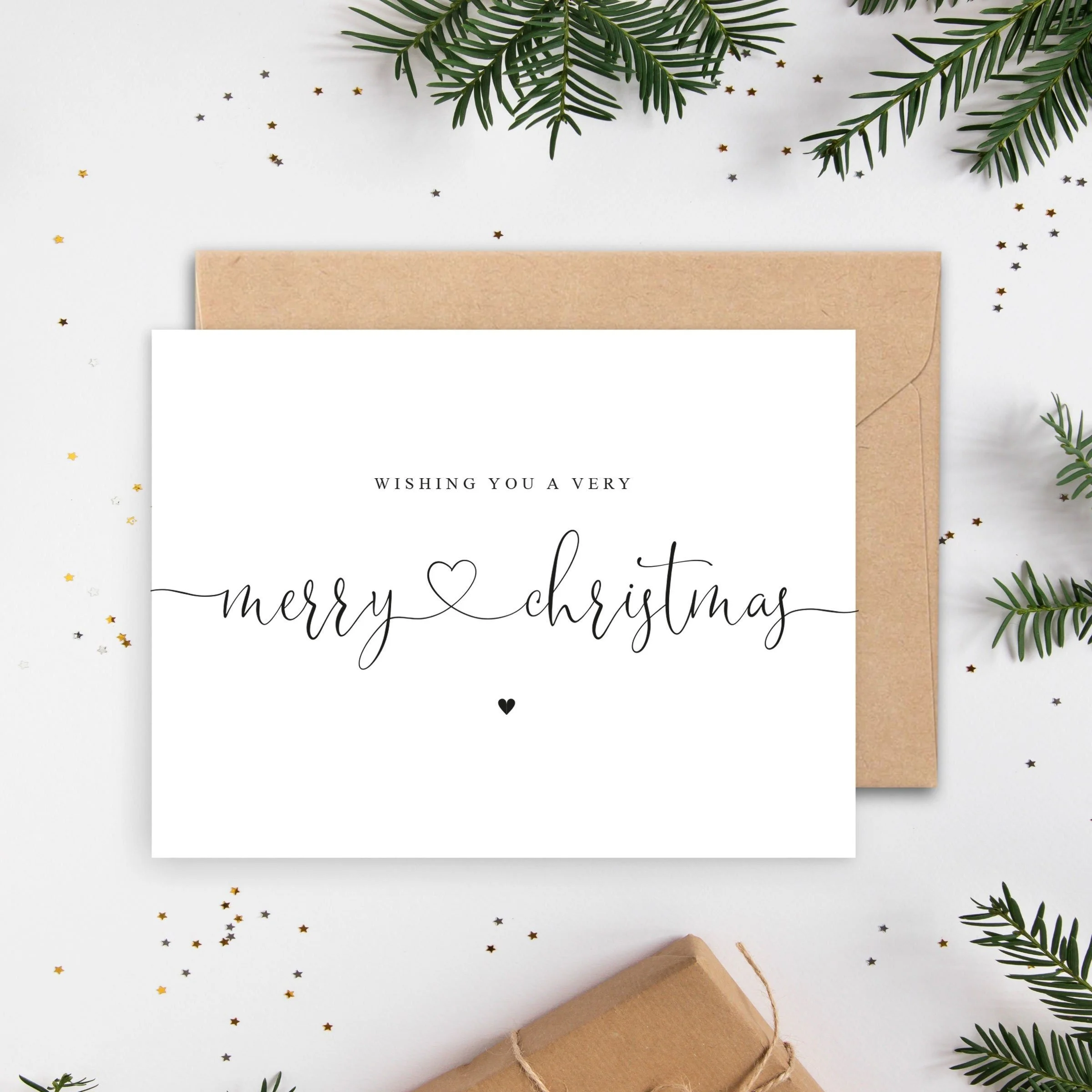 Simplistic Merry Christmas Card A5 Card with envelope, Wishing you a very Merry Christmas, Family Christmas Card, Simplistic Christmas Card