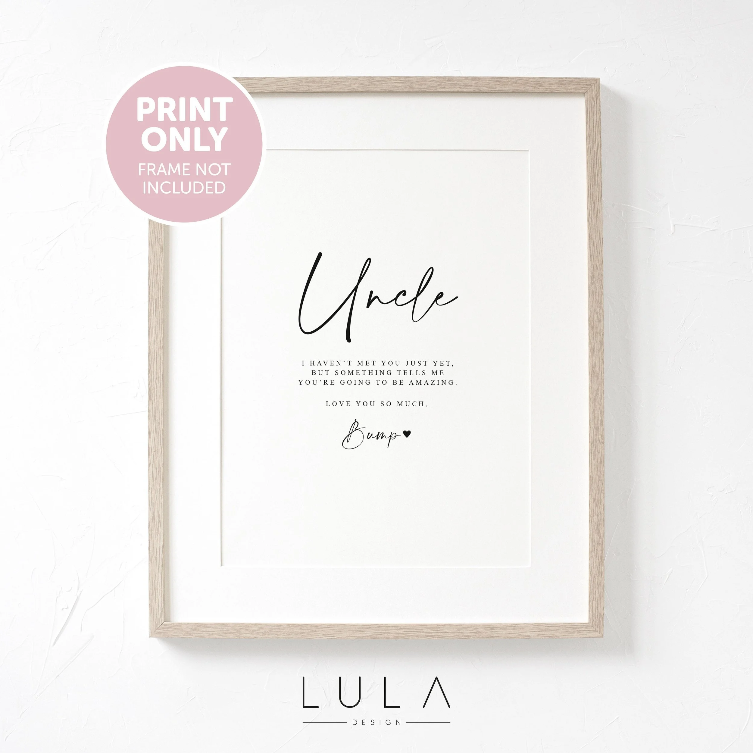 A4 or A5 Uncle Love from Bump PRINT, Pregnancy Announcement, Uncle to be, Bump Christmas Gift, Bump to Uncle, Pregnancy Reveal, Uncle Gift