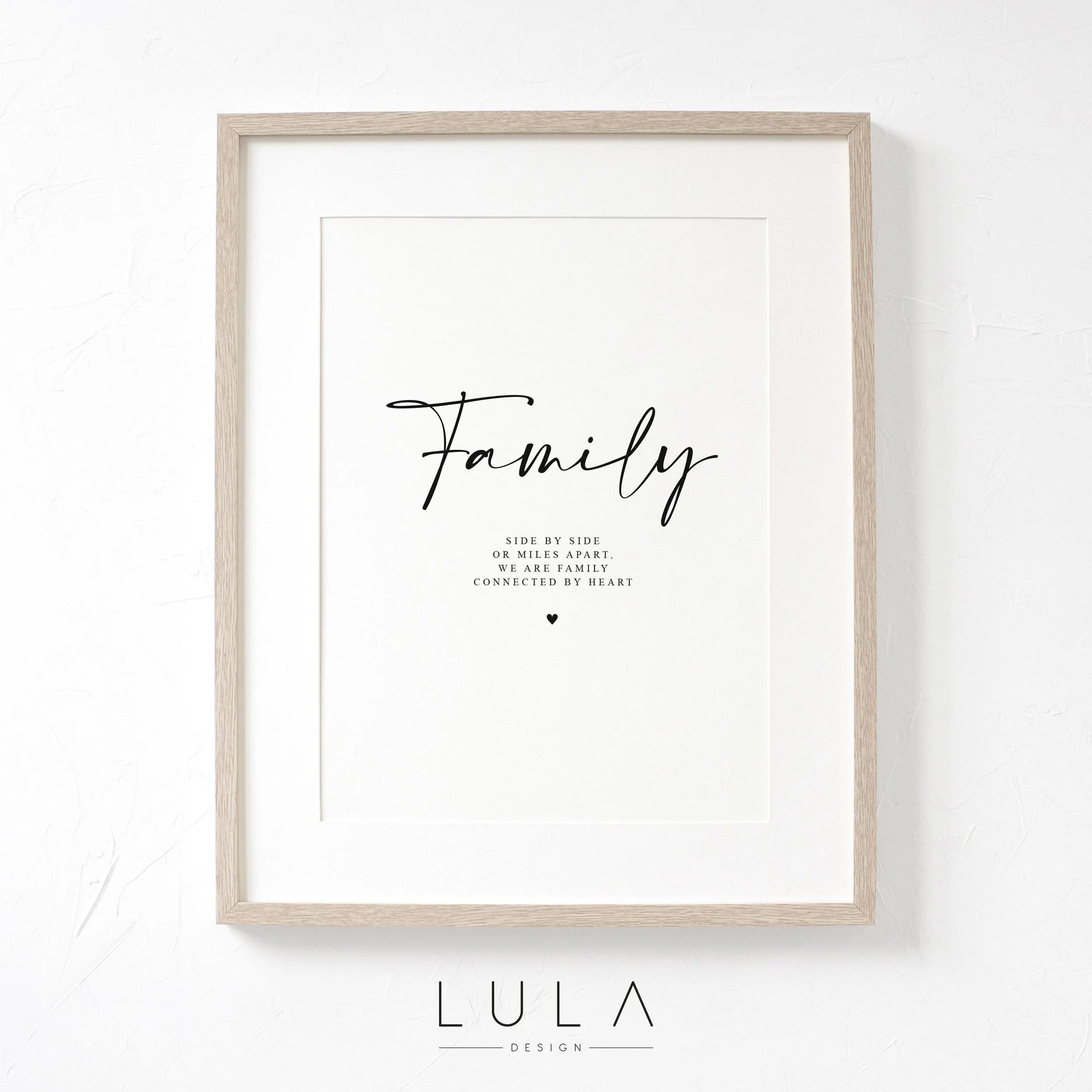 A4 A5 PRINT Family Side by Side or miles apart, We are family connected by heart, Christmas gift, Miss you Gift, Familia's apart gift