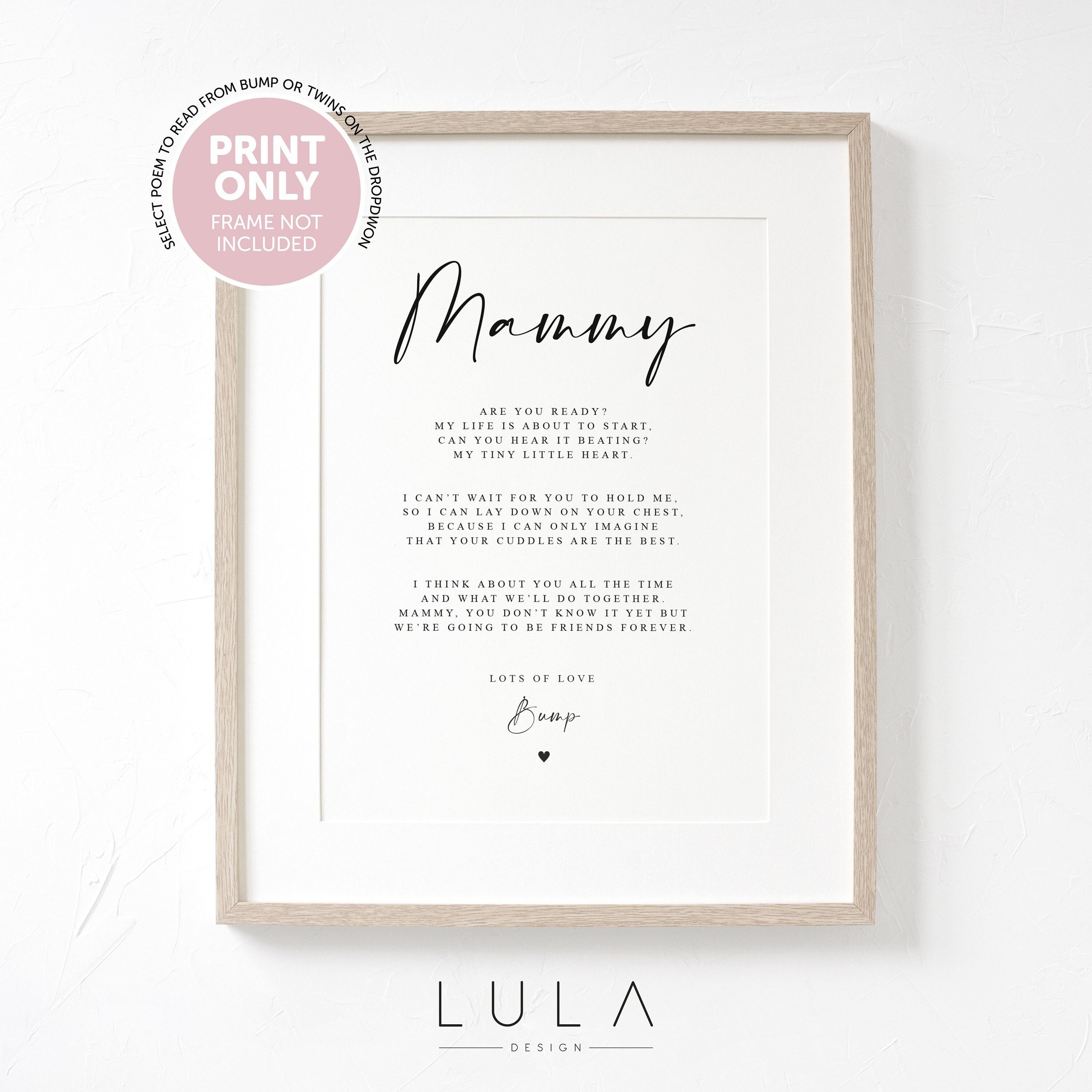 MAMMY to be Poem from Bump A4 A5 PRINT, Mammy to be Mothers Day Gift, Pregnancy Announcement, Mam, Bump to Mammy, Mammy to be Gift, New Mam