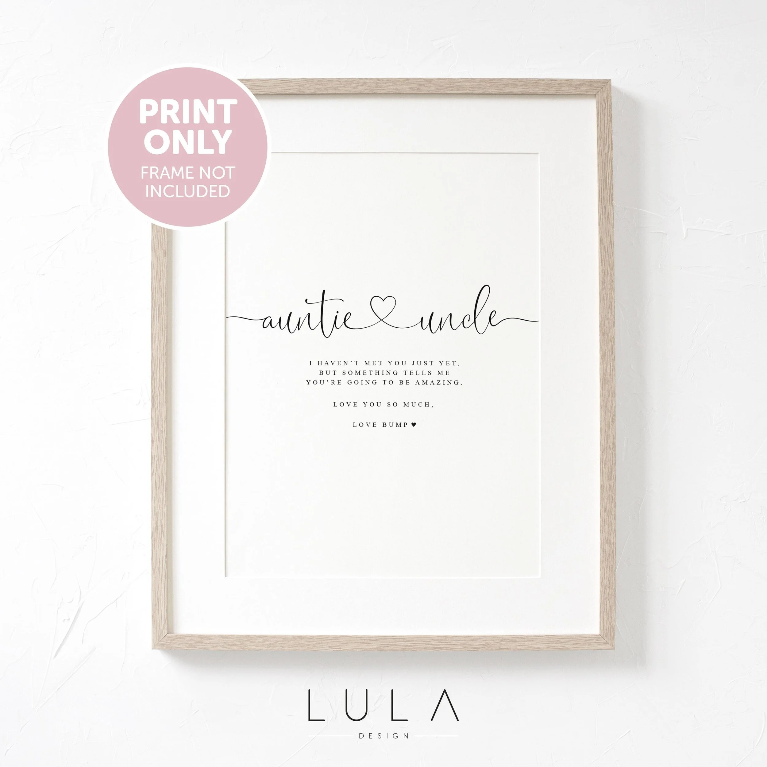 Auntie and Uncle Love from Bump A4 or A5 PRINT, Pregnancy Announcement, Auntie and Uncle to be gift, Christmas Gift, Pregnancy Reveal