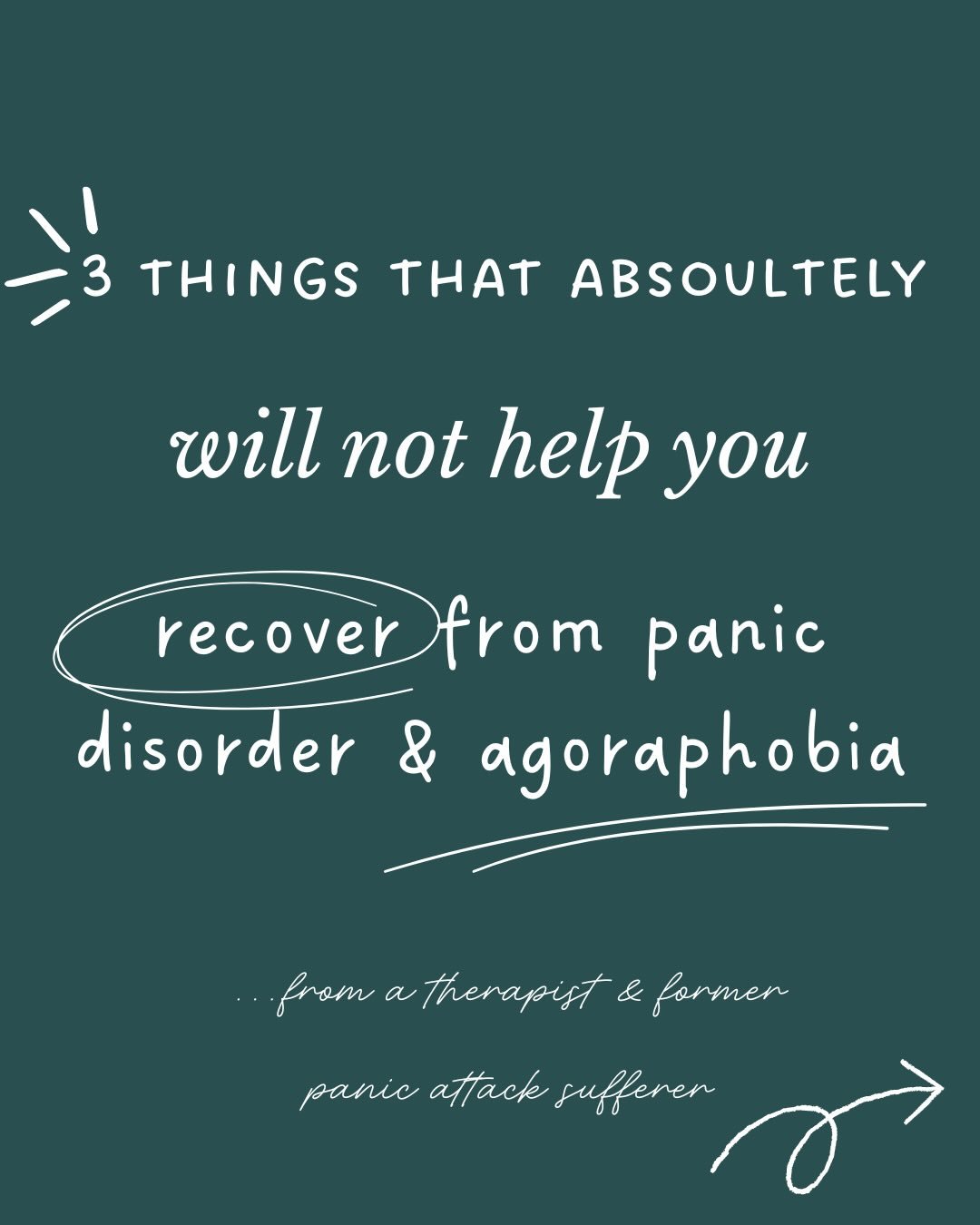 The third one might surprise you!

1. Try to calm down
- when you panic or feel anxious and you immediately jump in to get rid of how you&rsquo;re feeling by trying to calm yourself down in some way, then your brain is going to think that you are in 