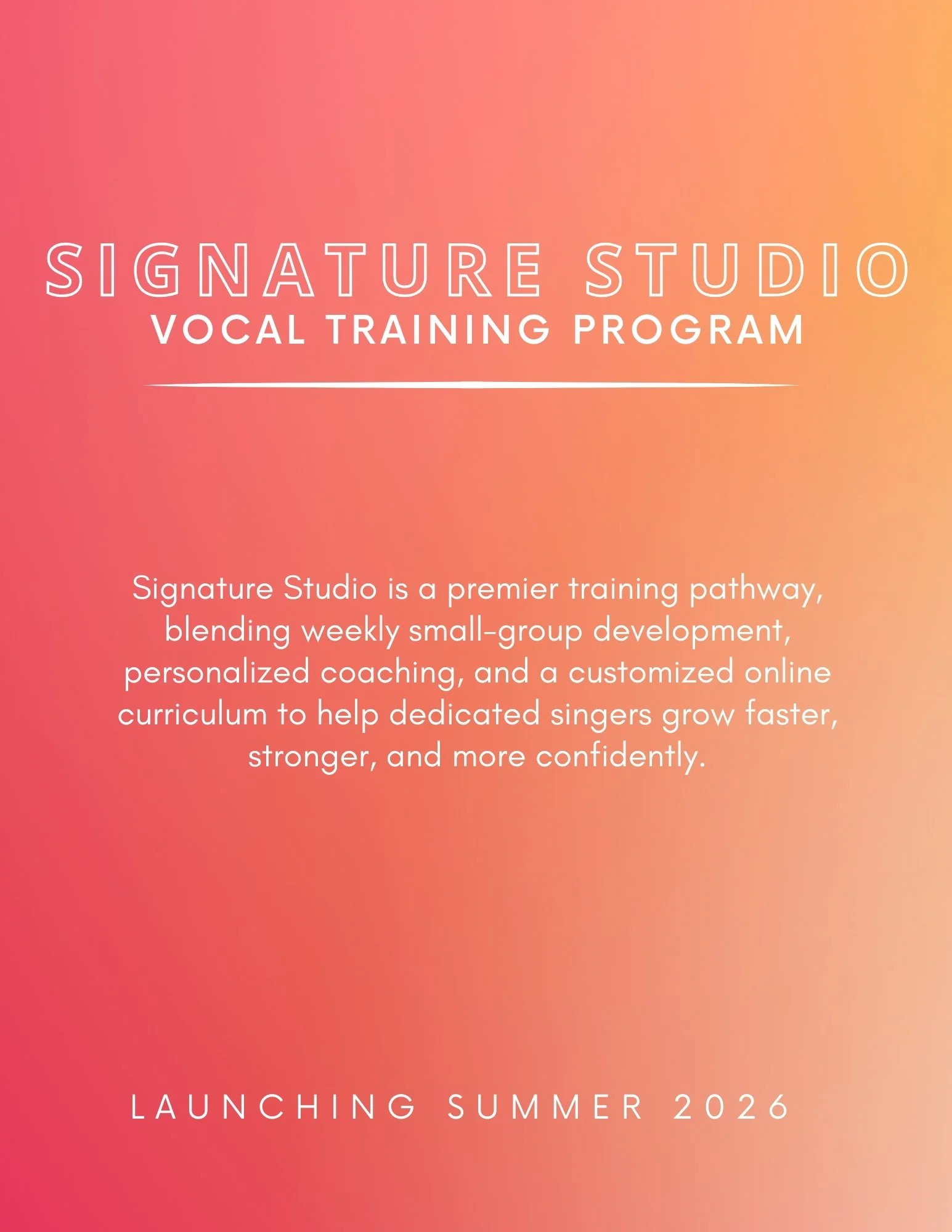 Signature Studio Vocal Training Program