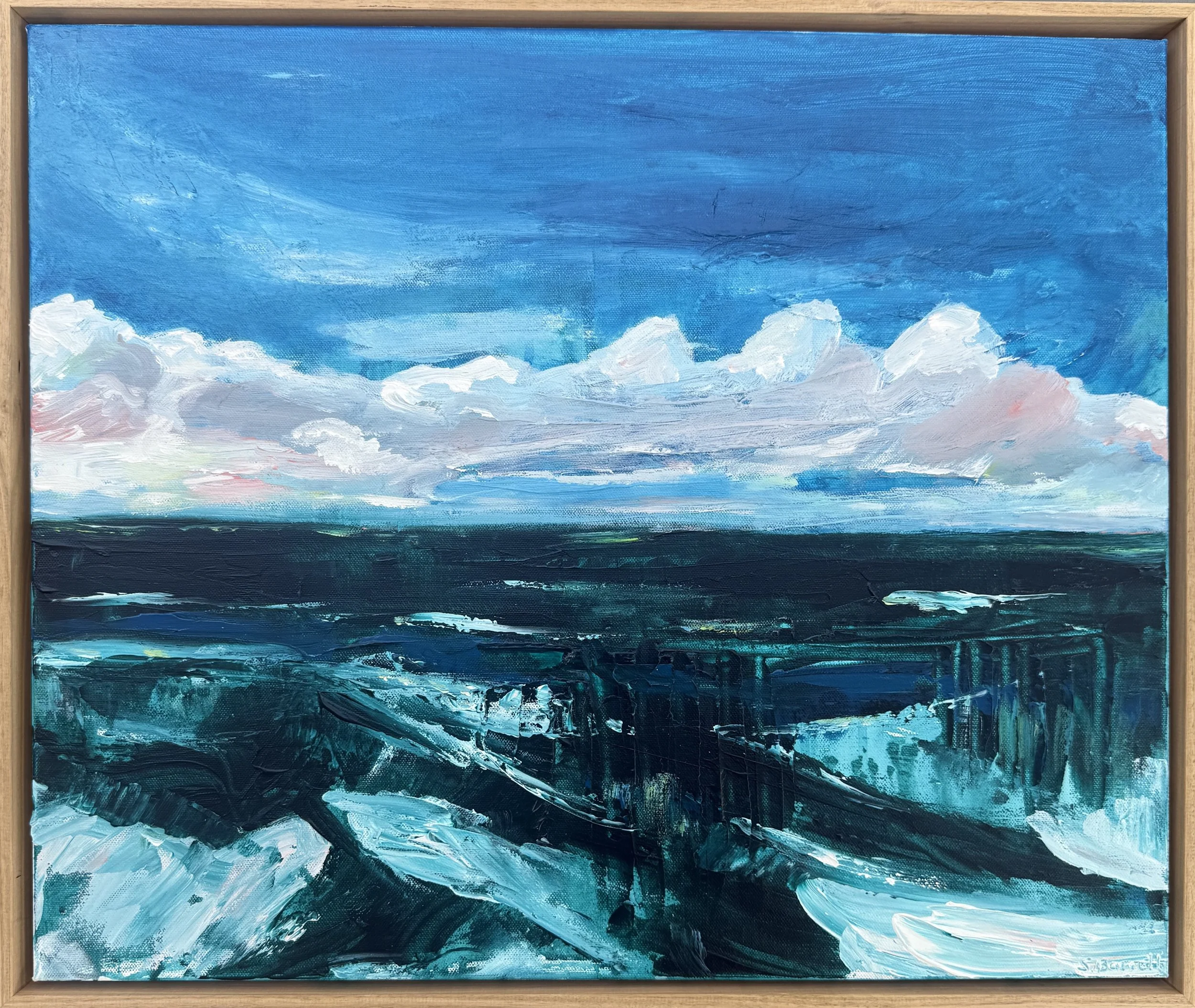 Solitude / acrylic on canvas, oak frame / 61 x 51cm / 2026 / available as a Staff Picks on www.bluethumb.com.au