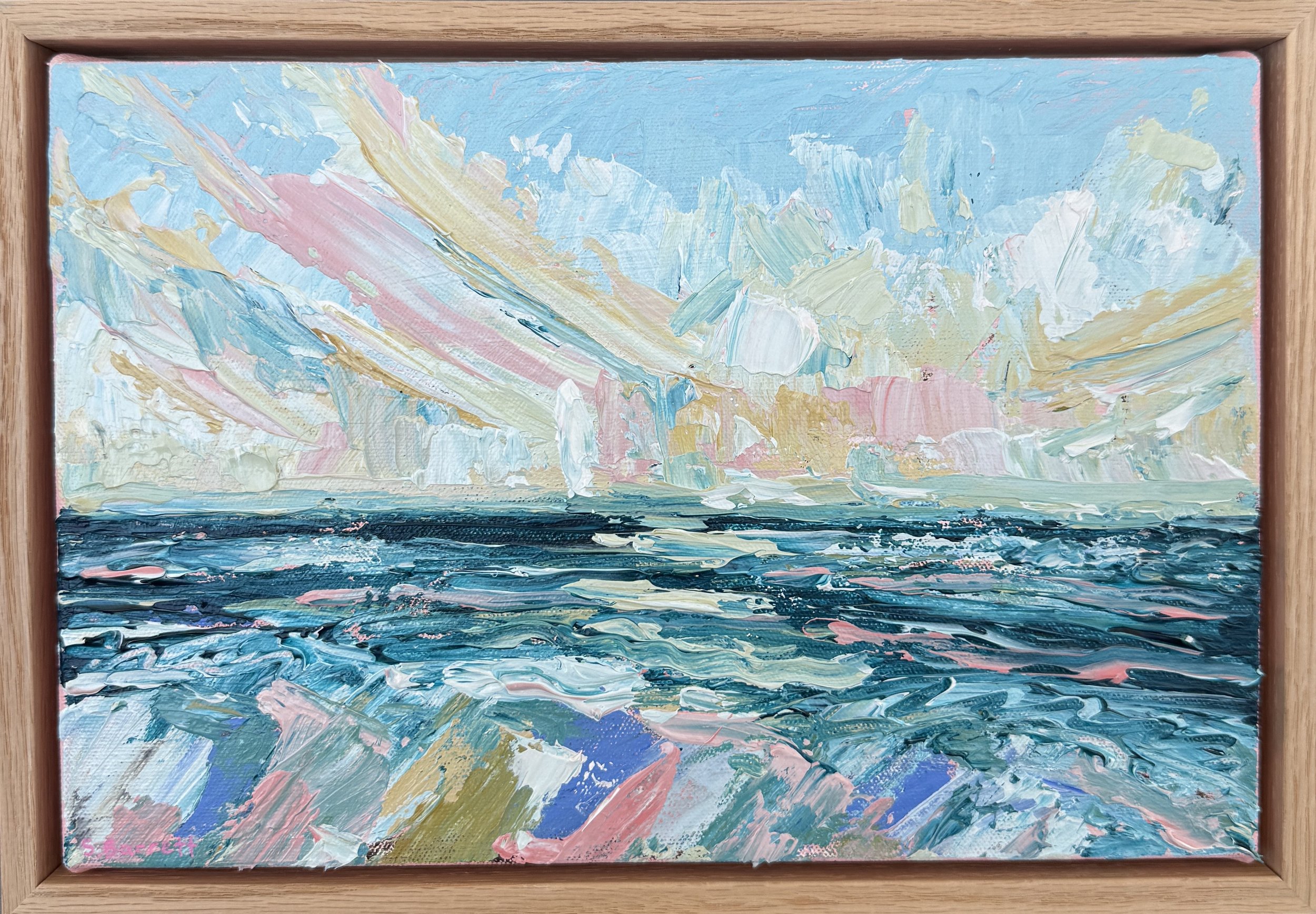 Sorbet Coast / acrylic on canvas, oak frame / 33 x 23cm / 2026 / Coming soon to & Something Else Gallery
