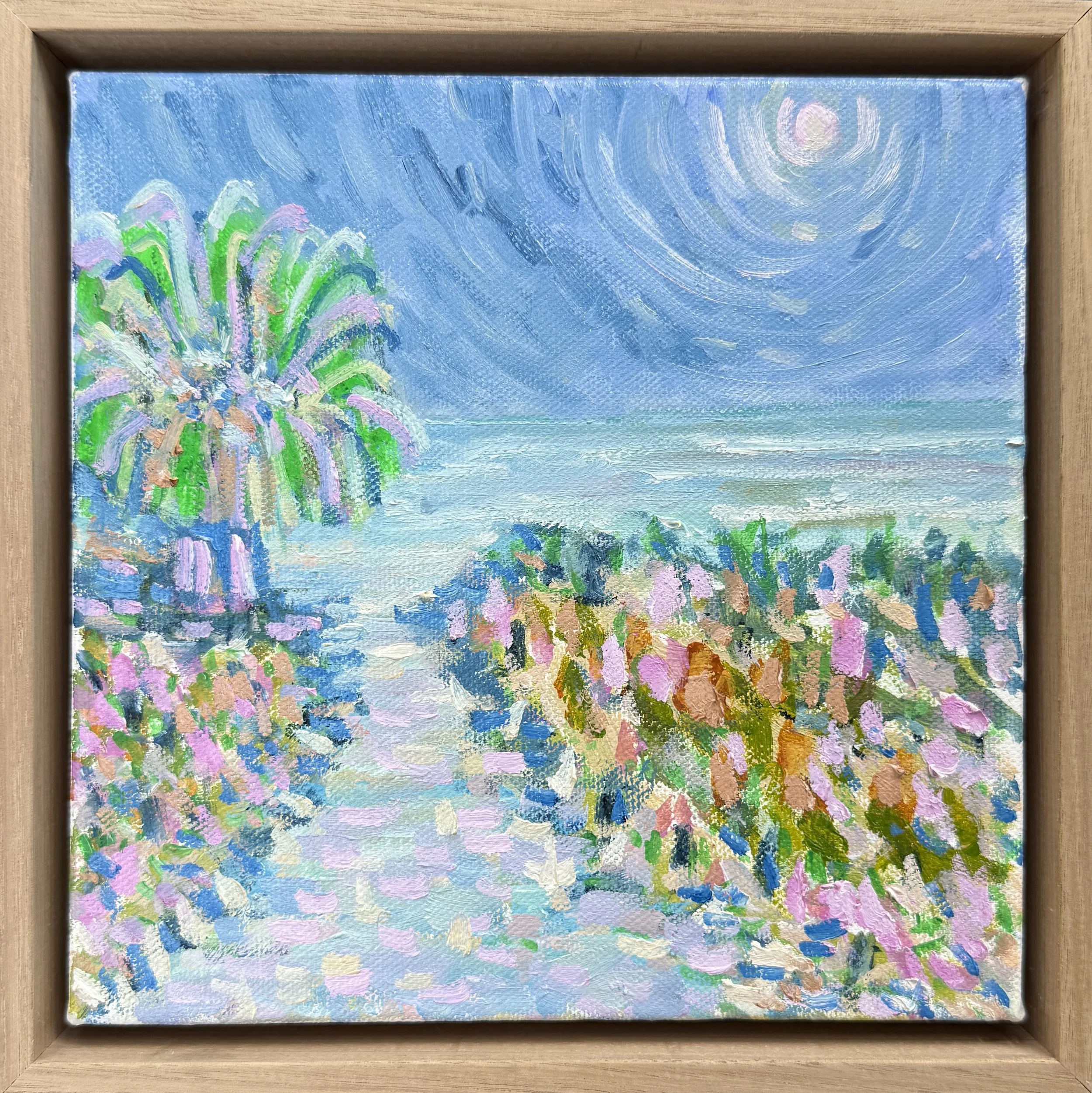 SOLD - Falling In Love At Midnight / Oil on canvas, oak frame / 23 x 23cm / 2025 