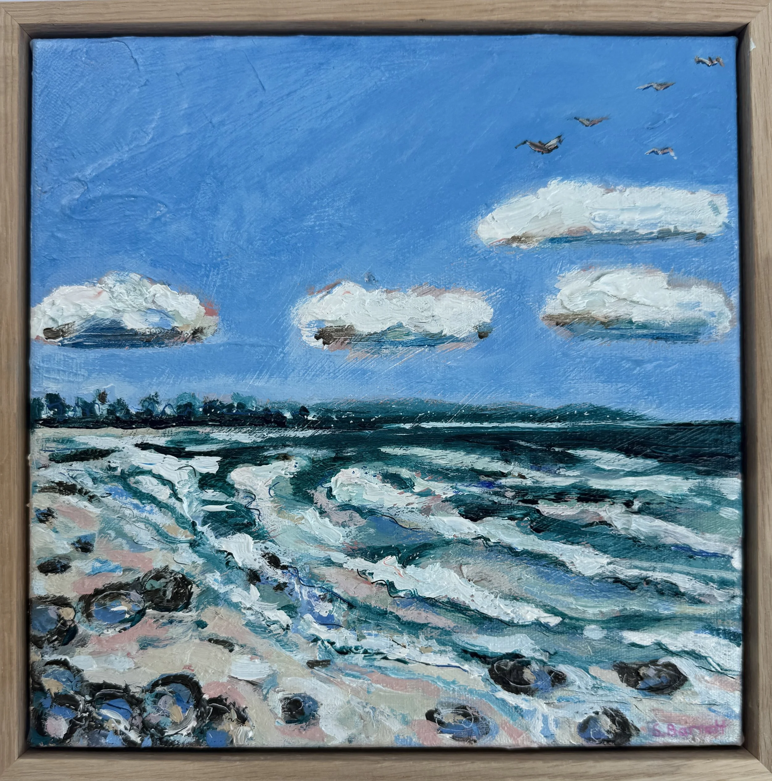 Aerosis / acrylic on canvas, oak frame / 30 x 30cm / 2026 / Available July on www.bluethumb.com.au