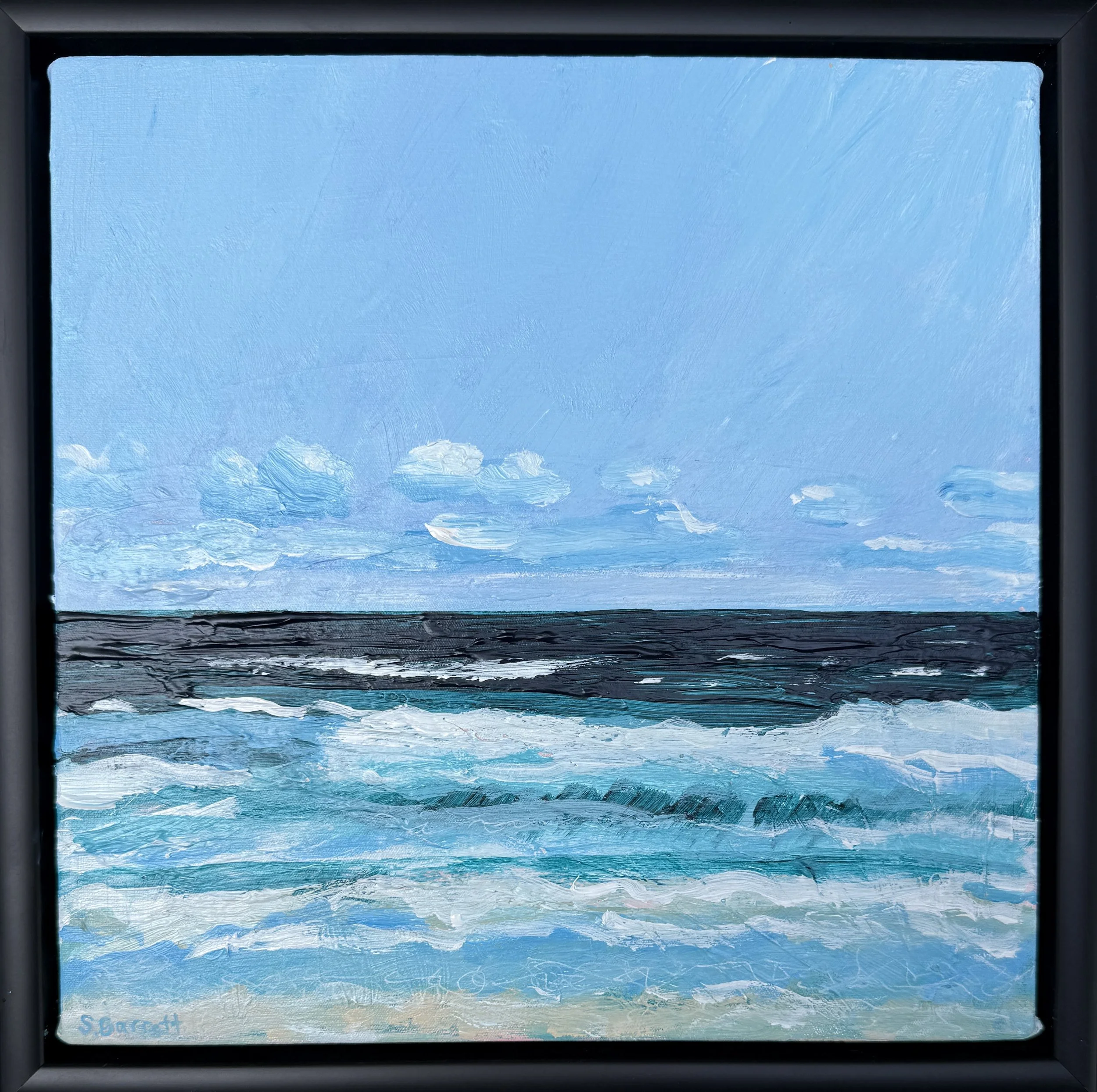 Coming soon / acrylic on canvas, black frame / 33 x 33cm / 2026