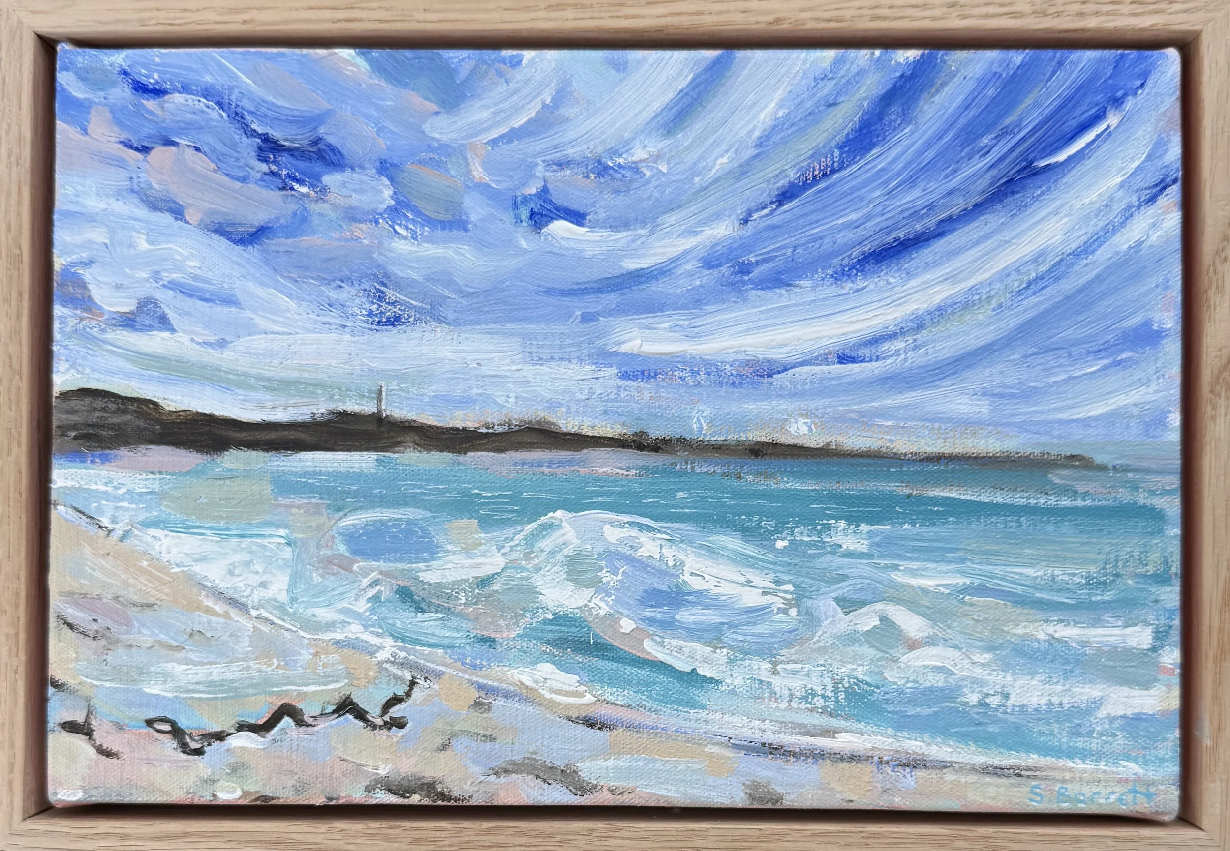 Driftwood / acrylic on canvas, oak frame / 23 x 33cm / 2026 / Available in The Art Directory Small Works Exhibition February 14th 2026.