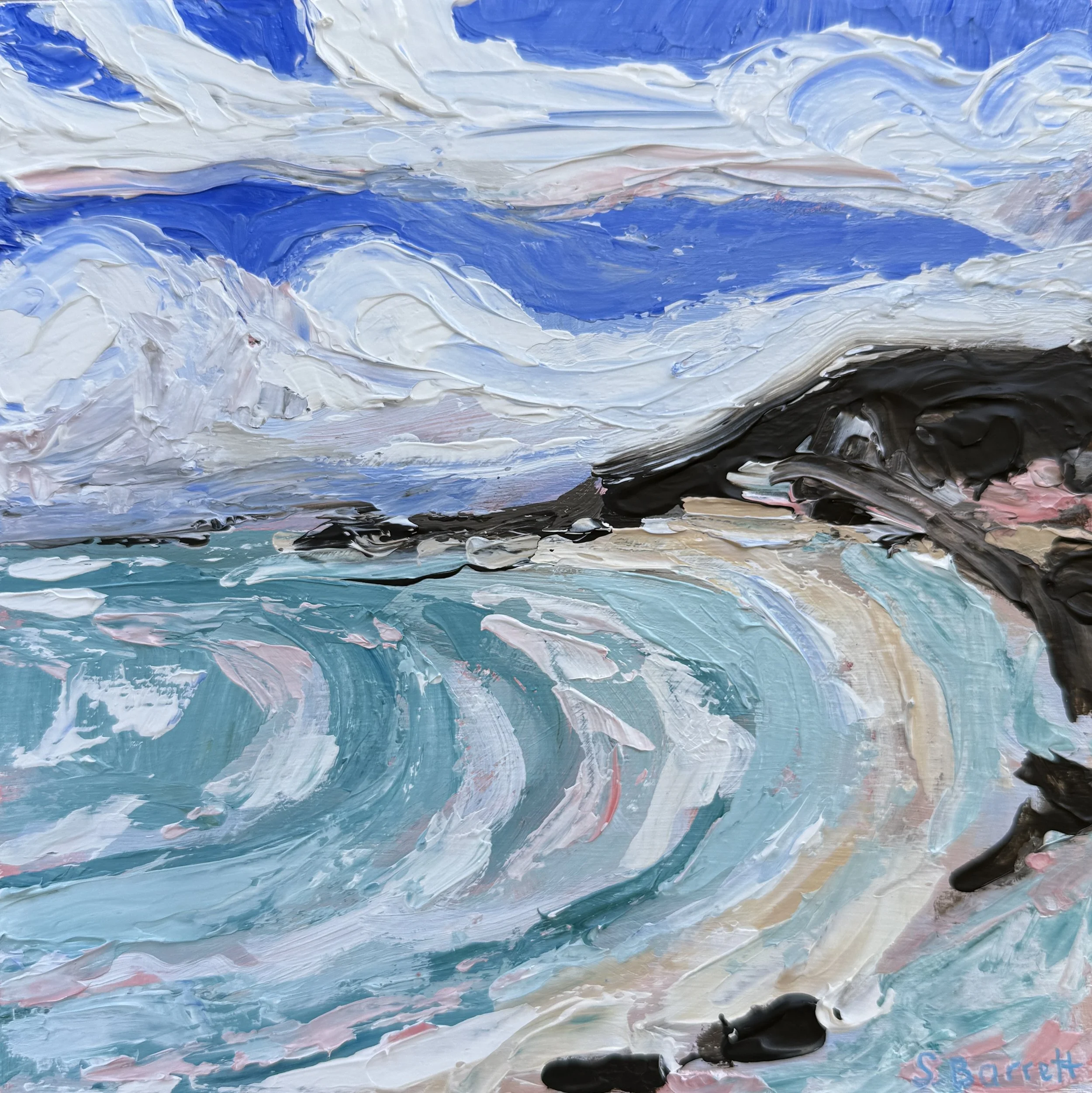 Saltwater Daydreams V / acrylic on cradled board /20 x 20cm / 2025 / Available at www.bluethumb.com.au