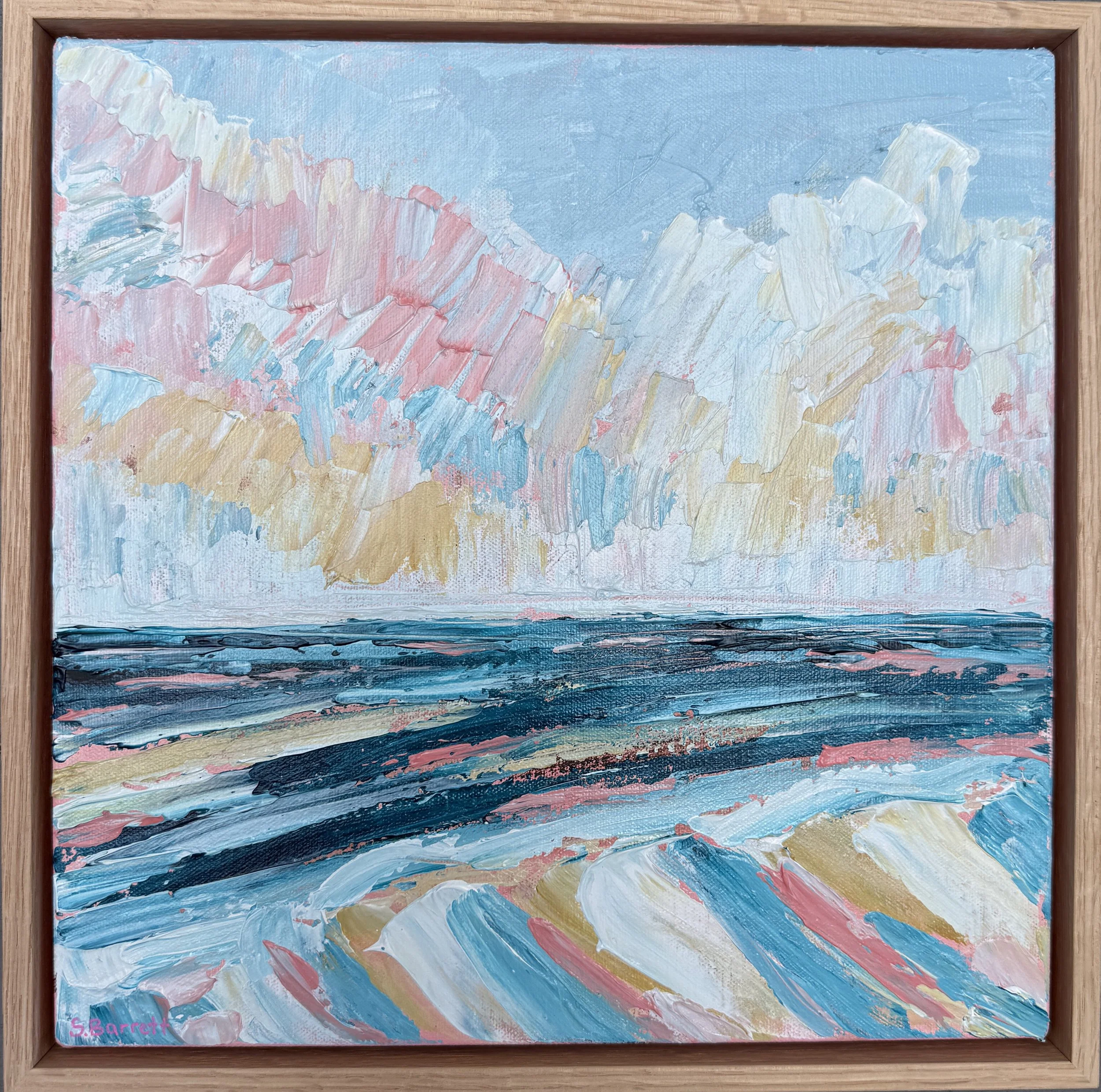 Gelato Sky / acrylic on canvas, oak frame / 33 x 33cm / 2026 / Available on www.bluethumb.com.au