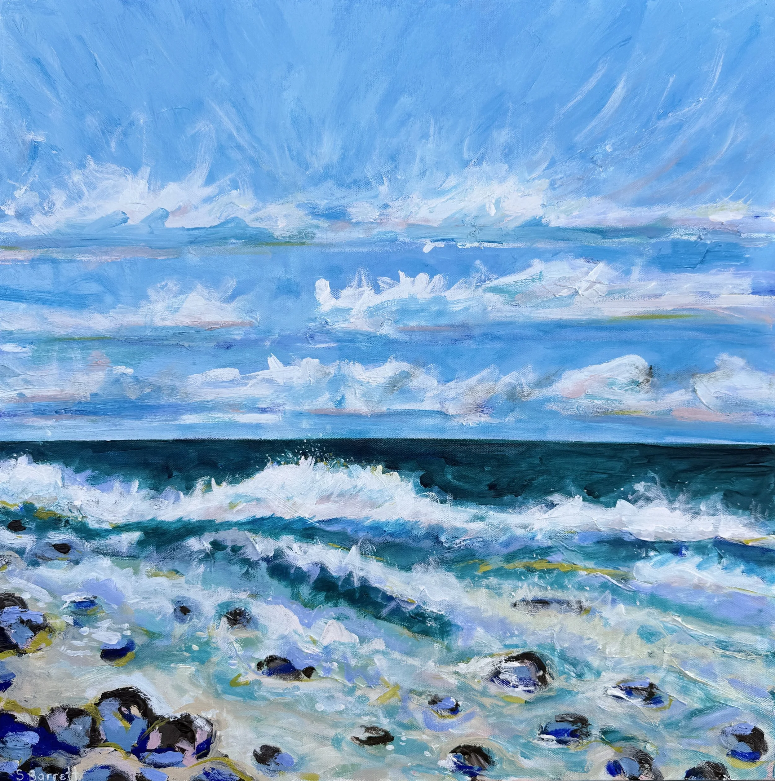 Ocean Whisper / acrylic on canvas / 76 x 76cm / 2026 / available at www.bluethumb.com.au 