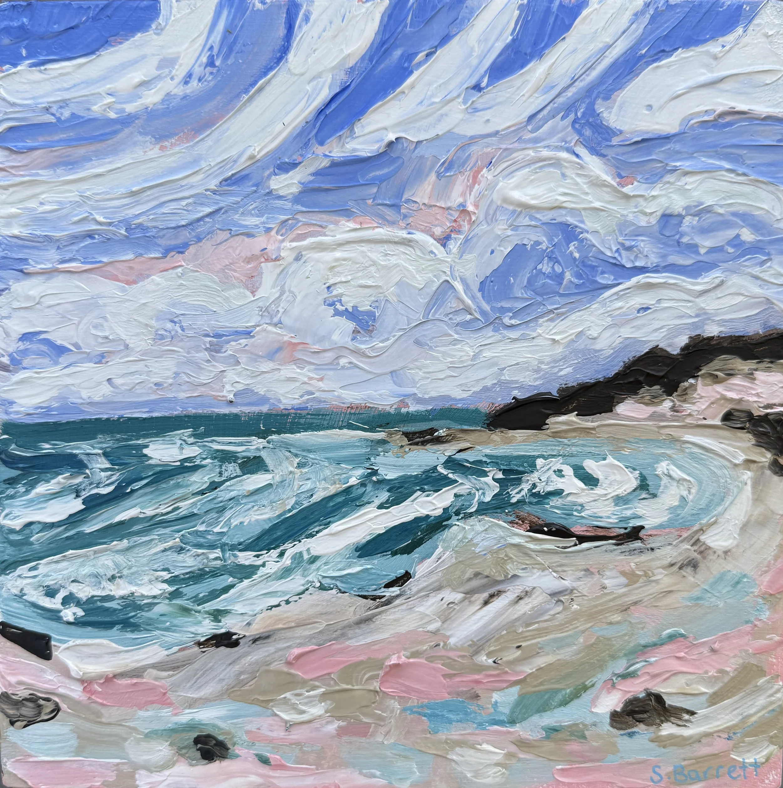 Saltwater Daydreams IV / acrylic on cradled board /20 x 20cm / 2025 / Available at www.bluethumb.com.au