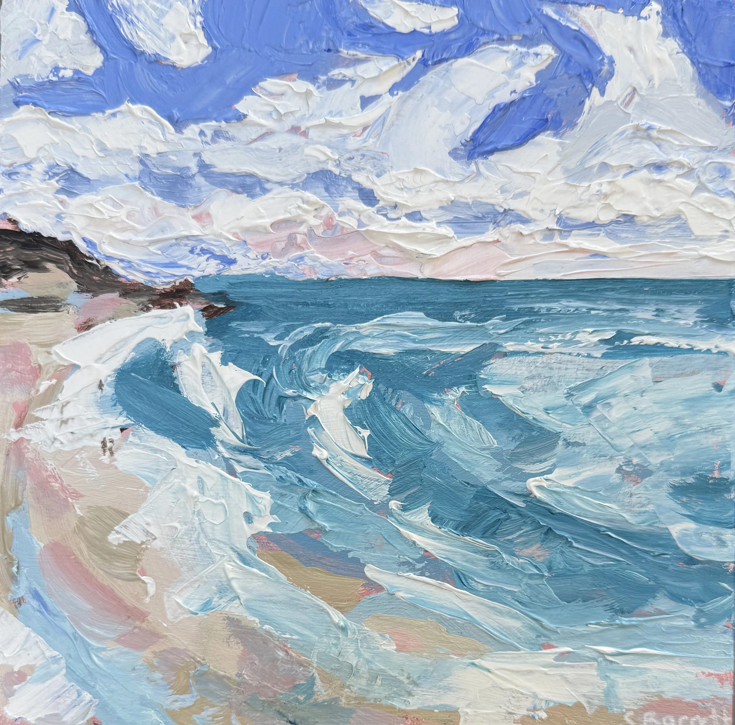 Saltwater Daydreams II / acrylic on cradled board /20 x 20cm / 2025 / Available at www.bluethumb.com.au