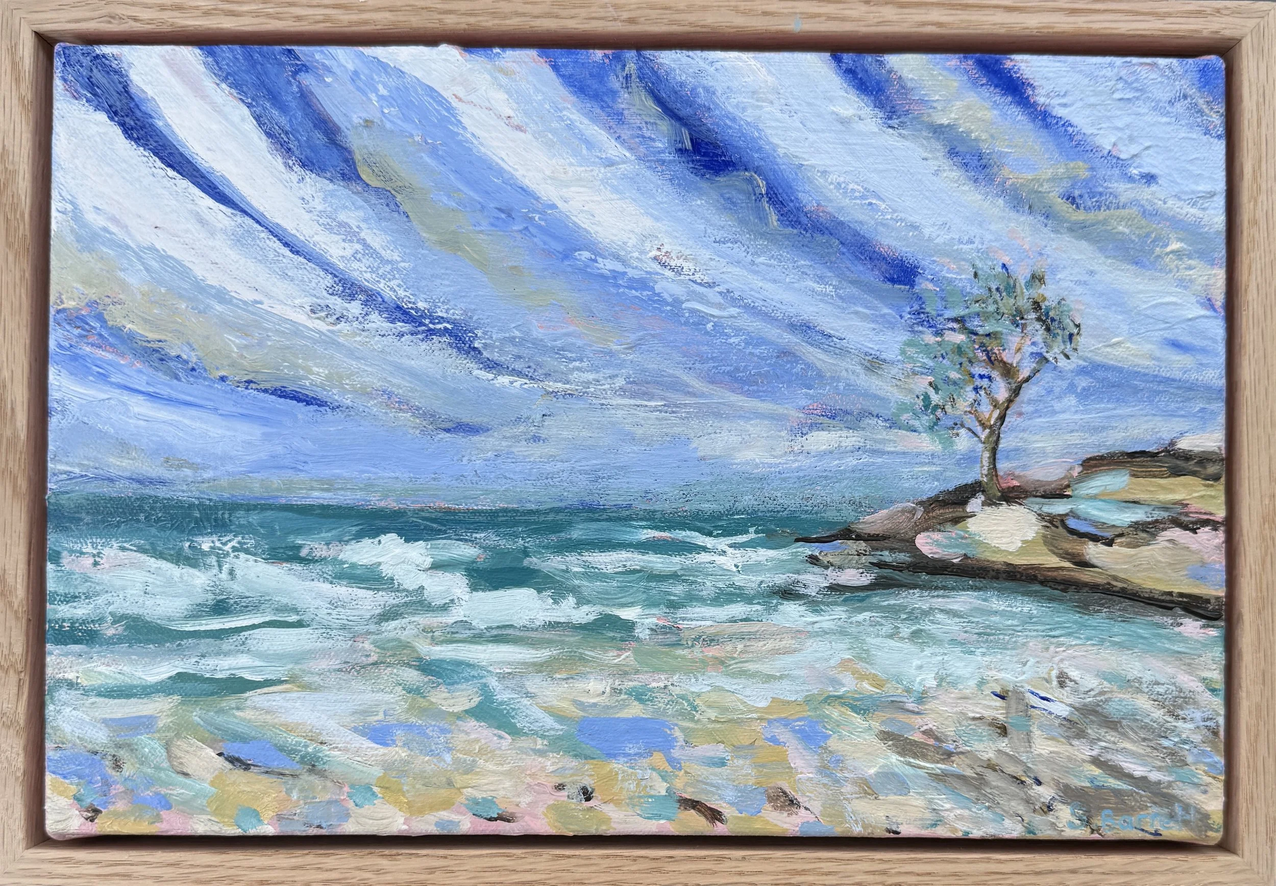 Alone But Not Lonely / acrylic on canvas, oak frame / 23 x 33cm / 2026 / Available in The Art Directory Small Works Exhibition February 14th 2026.