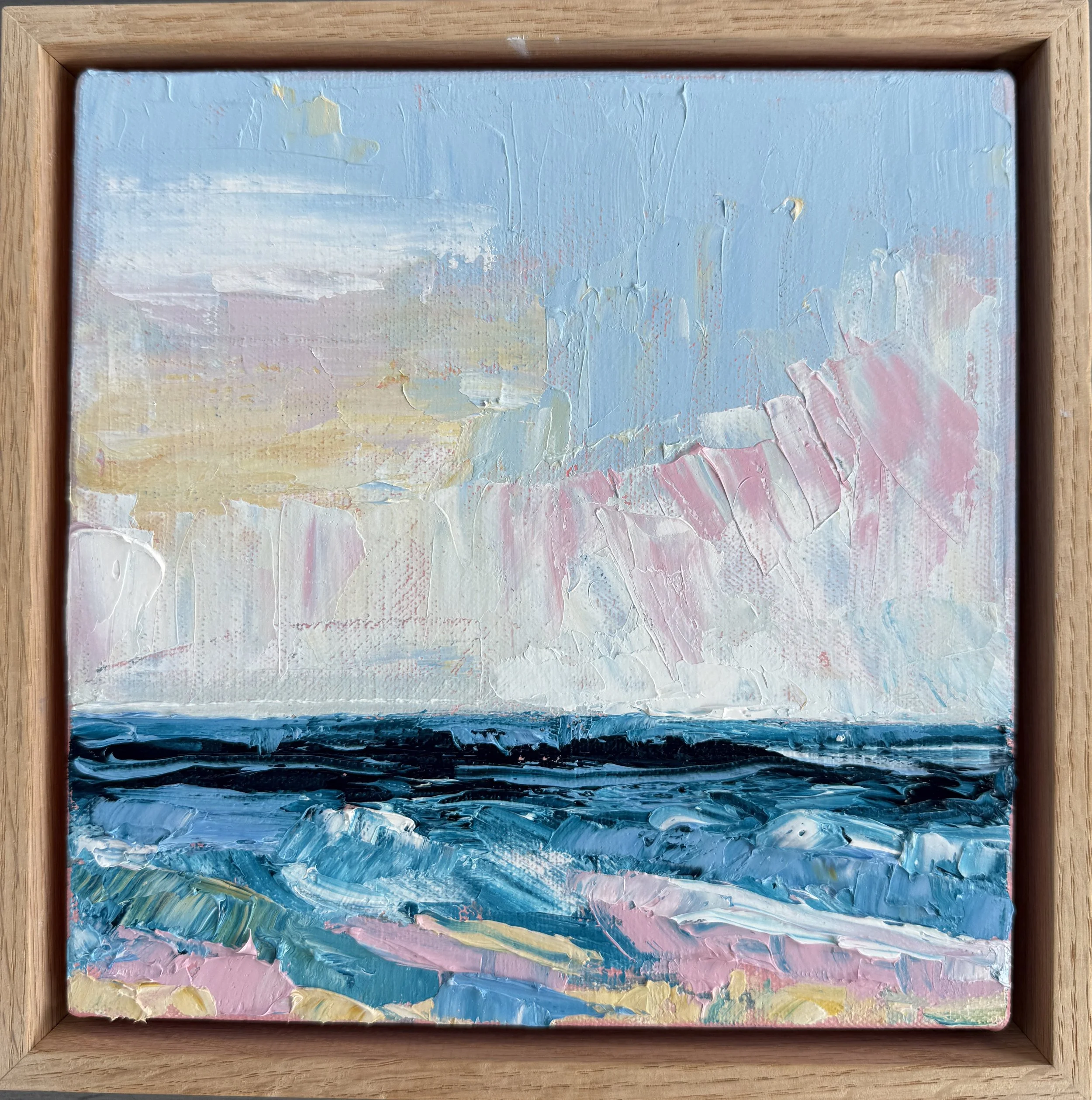 Sugar Coast / oil on canvas, oak frame / 23 x 23cm / 2026 / Coming soon to www.bluethumb.com.au