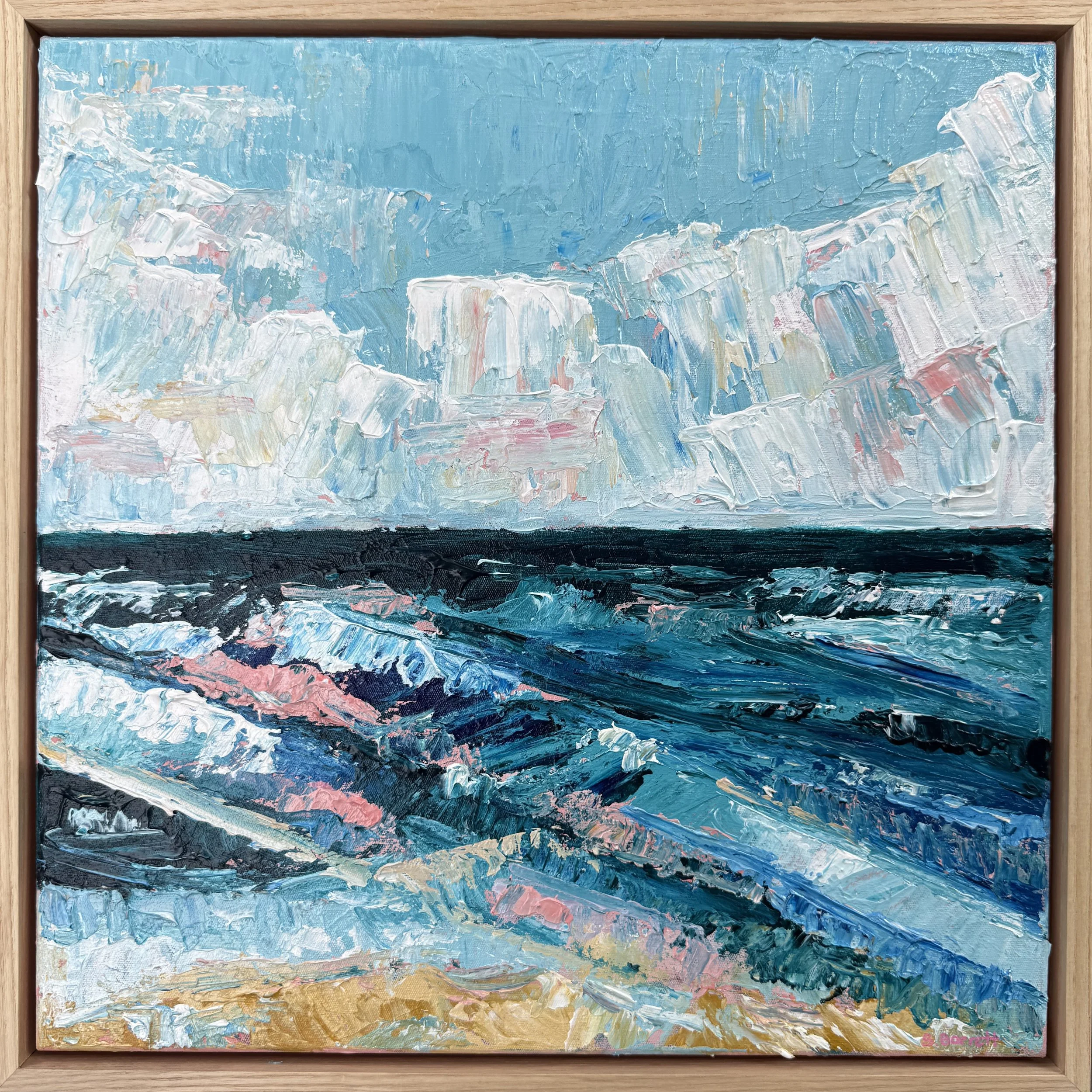 SOLD - Coastal Daydreams / acrylic on canvas, American ash frame / 43 x 43cm / 2026 