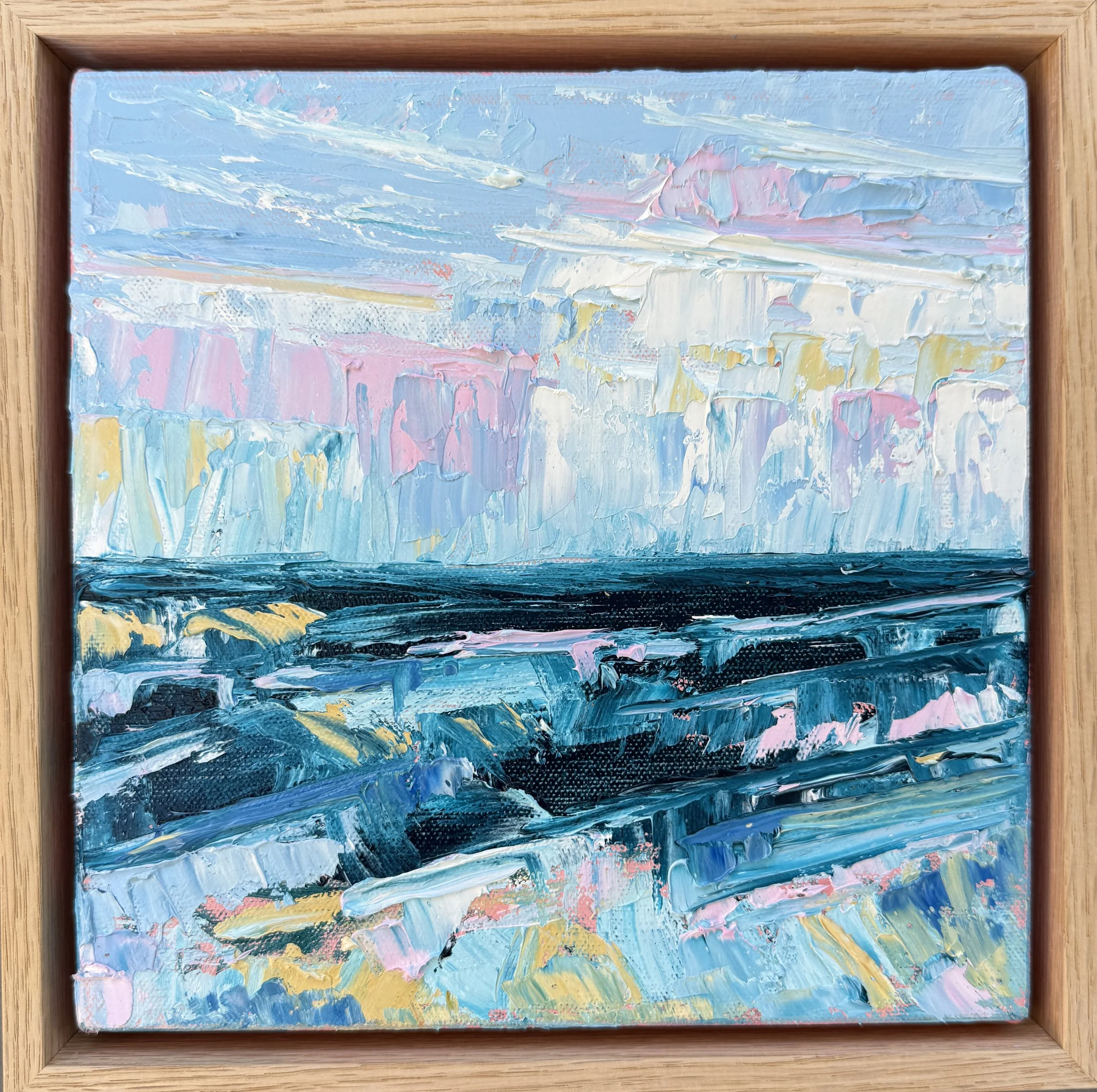 oil on canvas, oak frame / 23 x 23cm / 2026 / currently drying.