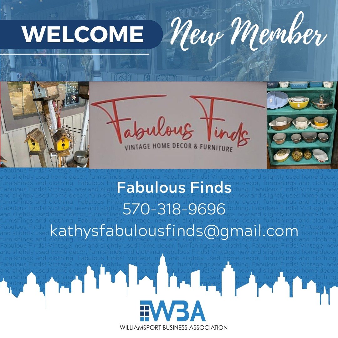 What a Fabulous Find! 💎 There is something for everyone at Fabulous Finds on East 3rd Street in Williamsport, specializing in vintage, new and slightly used home decor, furnishings and clothing. They have also recently added a pet corner for our cat