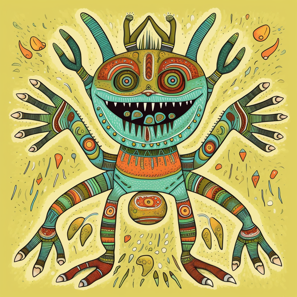 Largerama_Aboriginal_creature_6_legs_of_different_lengths_2_han_65b7cfe3-1fcf-4d86-8905-2c254924bea8.png