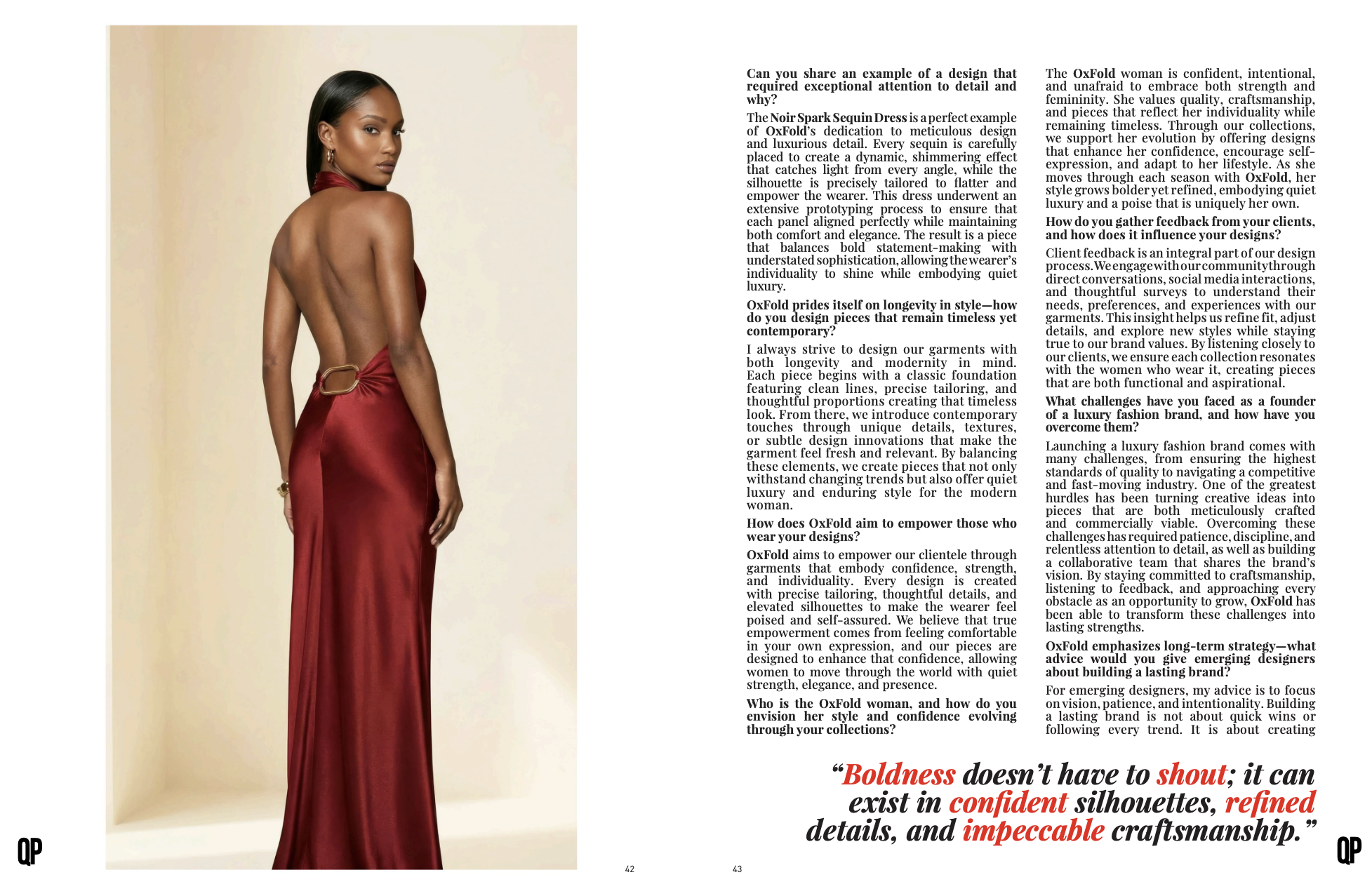 Photos and descriptions of fashion brands and models, including OxFOLD, Elizee Shoes, BABEYOND, KOKONOVA, OYE CULXTRE, INGA FASHION DESIGN, LOB LOB, EMA SAVAH, AMINA THE BRAND, PERSPECT, and J&M DAVIDSON.