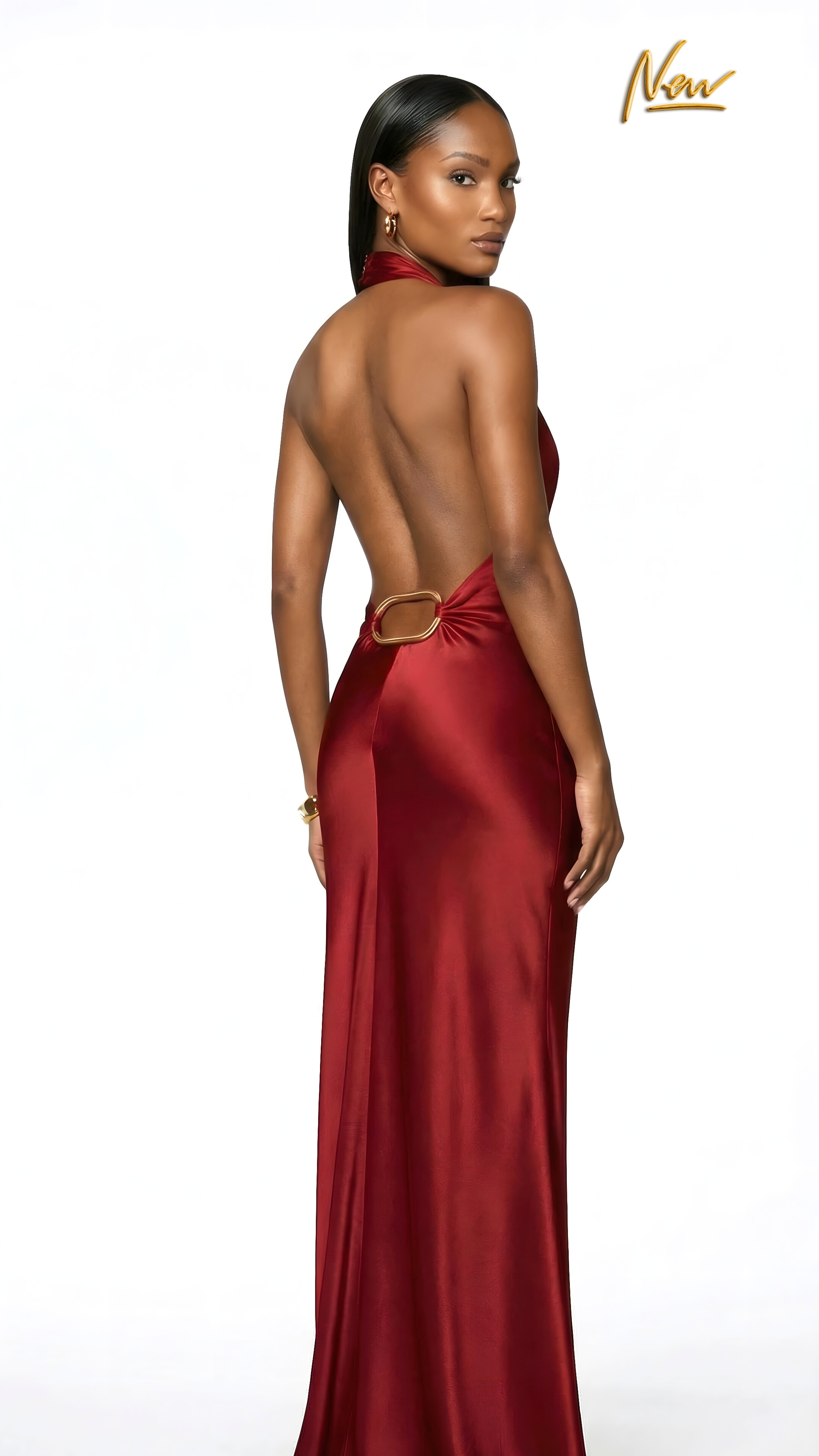 Rouge Halter Open-Back Dress