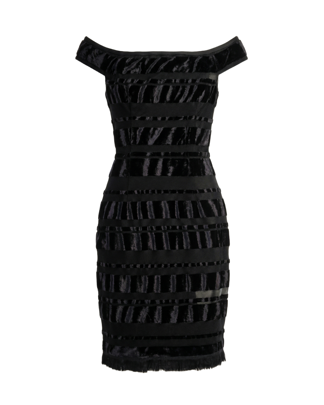 Noir Velvet Flock Fringe Dress
