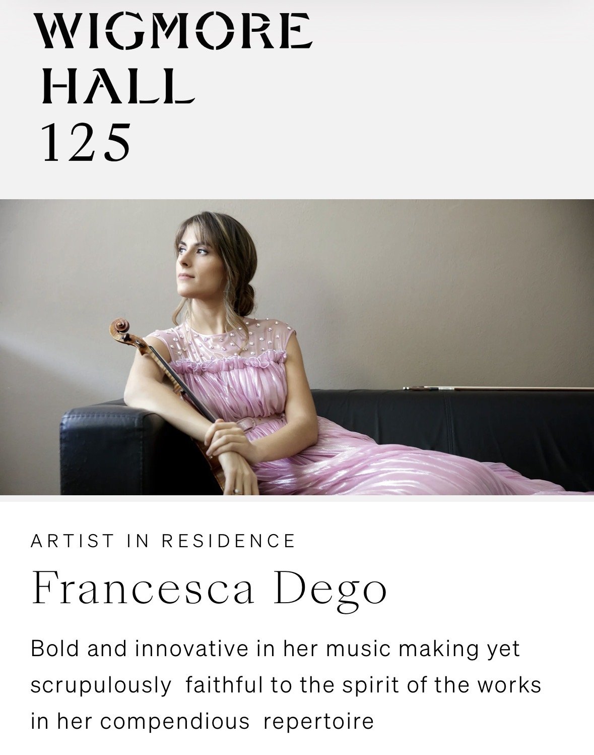 Dego named as Wigmore Hall Artist in Residence