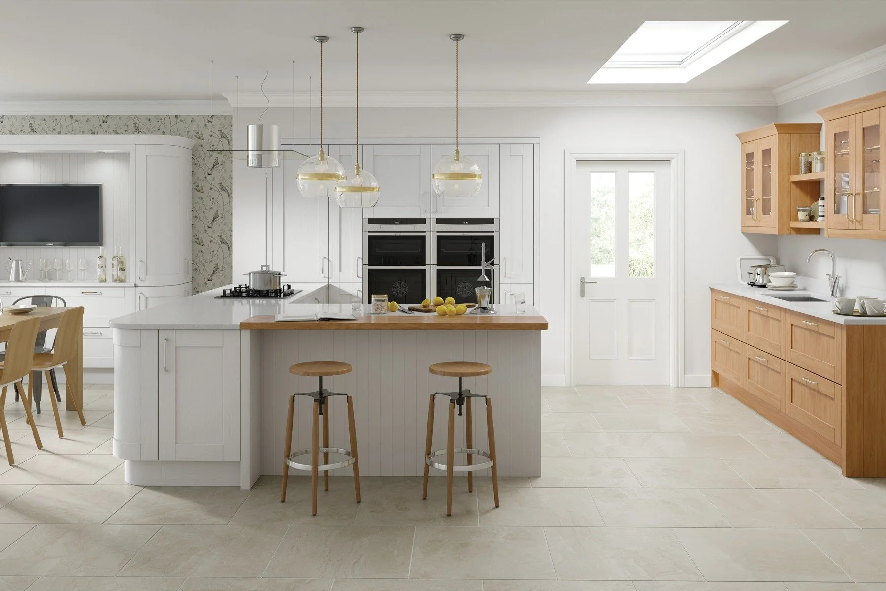 TKC Jigsaw Cambridge traditional kitchen in light grey and oak