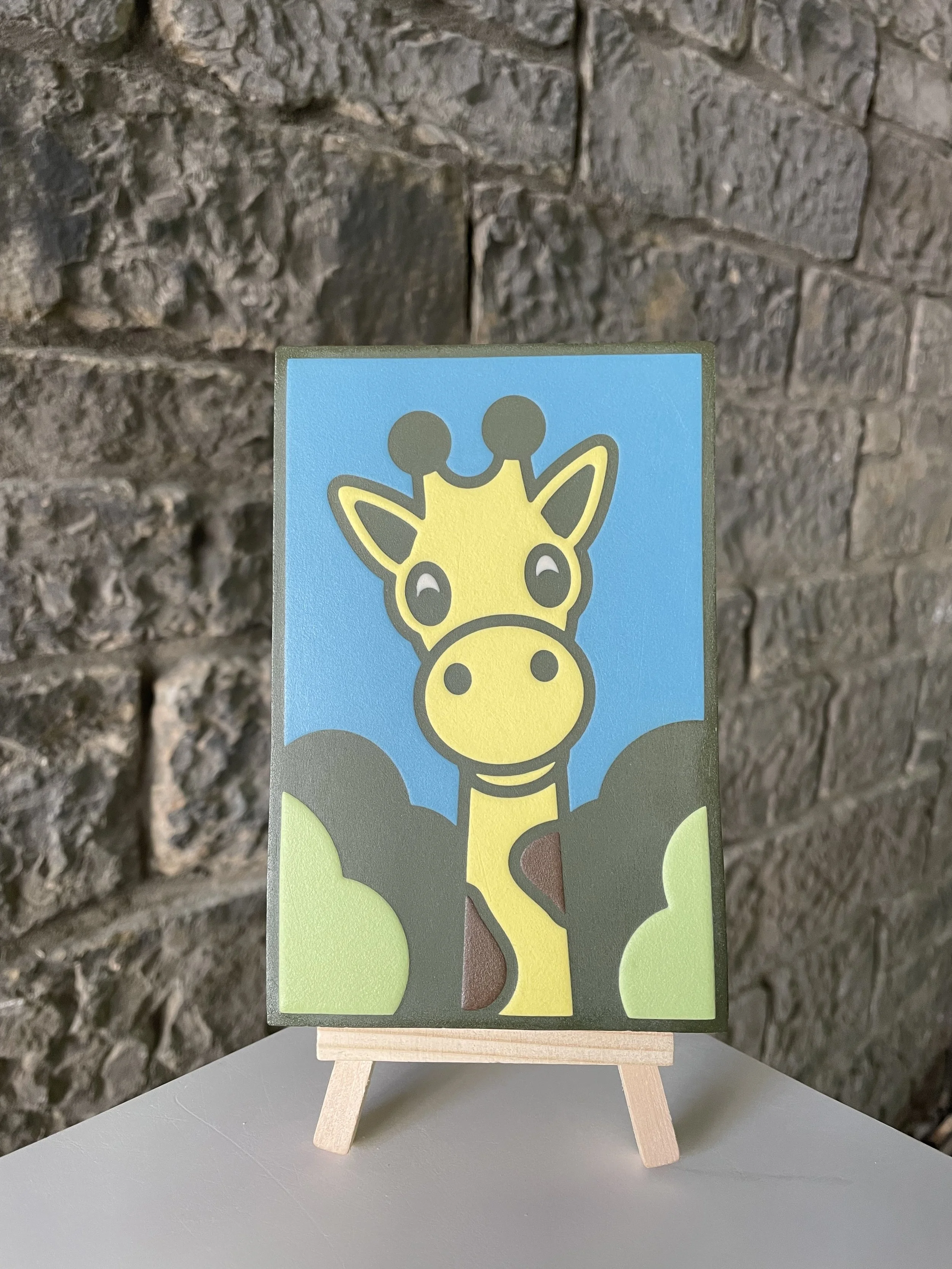 A Giraffe Above the Treetops | A Bespoke Encaustic Tile I Created for My Wife for Our 20th Wedding Anniversary