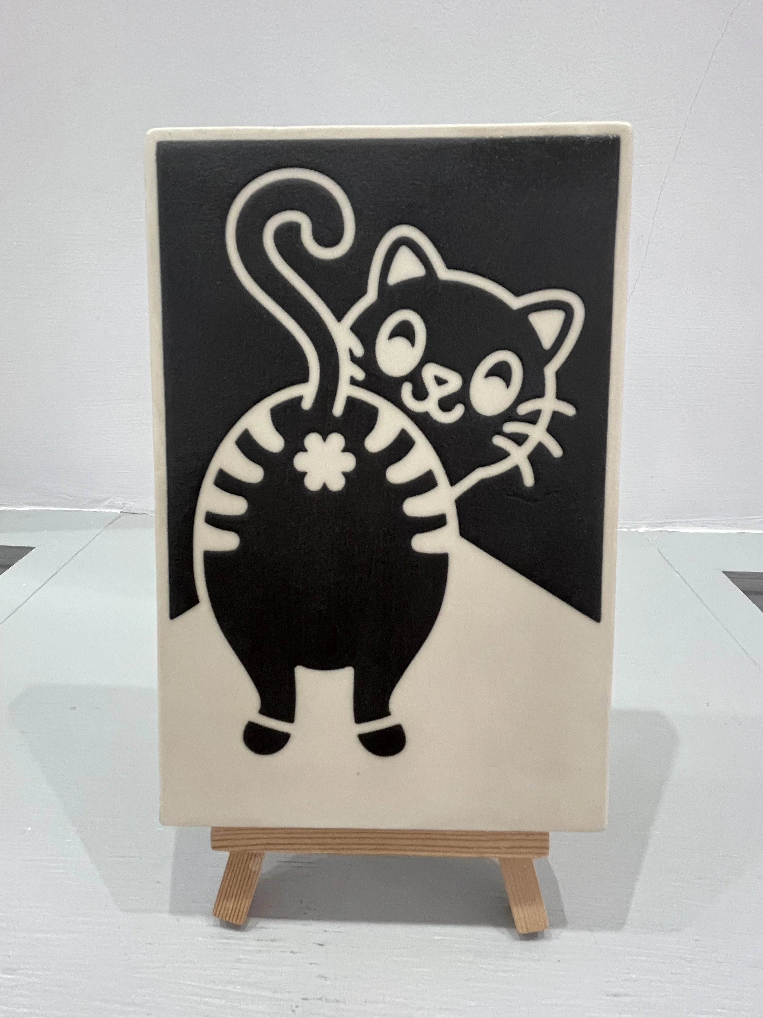 Crafty Cat | Handmade Encaustic Pet Portrait Tile by Welby & Wright