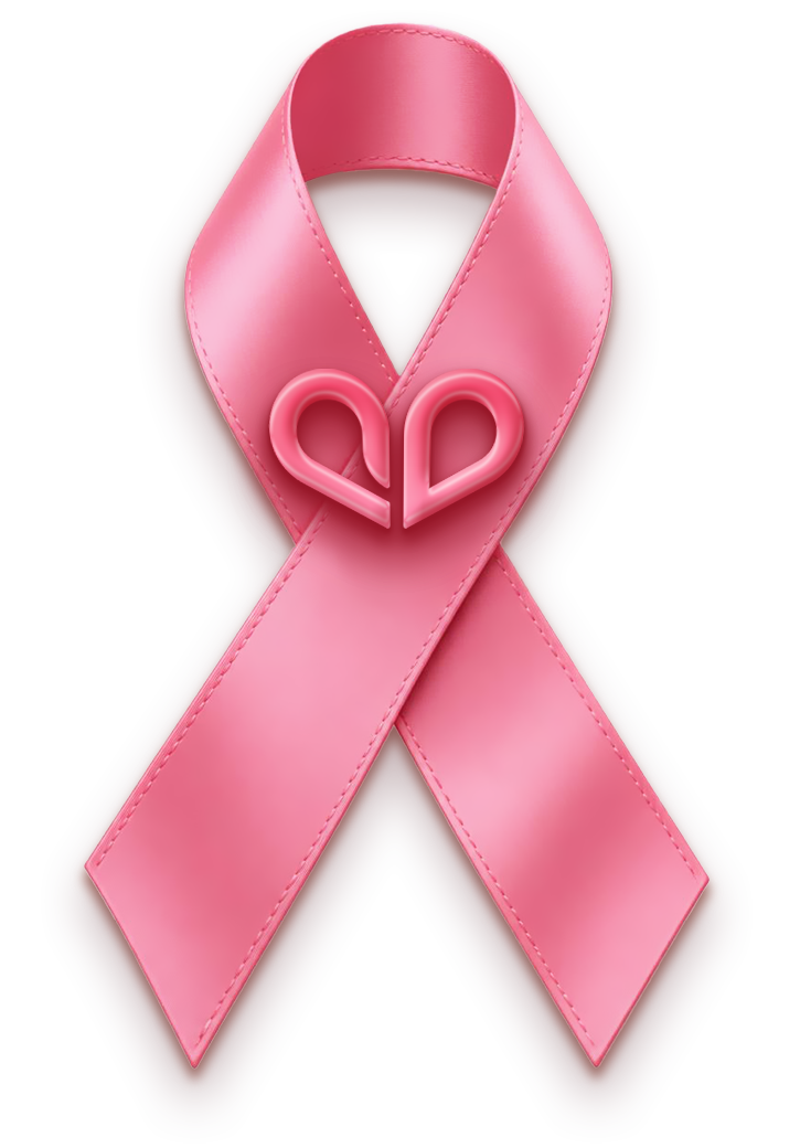 Ruban rose de sensibilisation au cancer du sein avec l'emblème Setimed au centre
