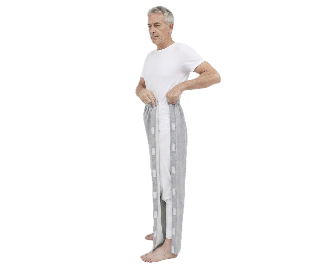 Pantalon médical ajustable avec ouvertures latérales zippées ou velcro