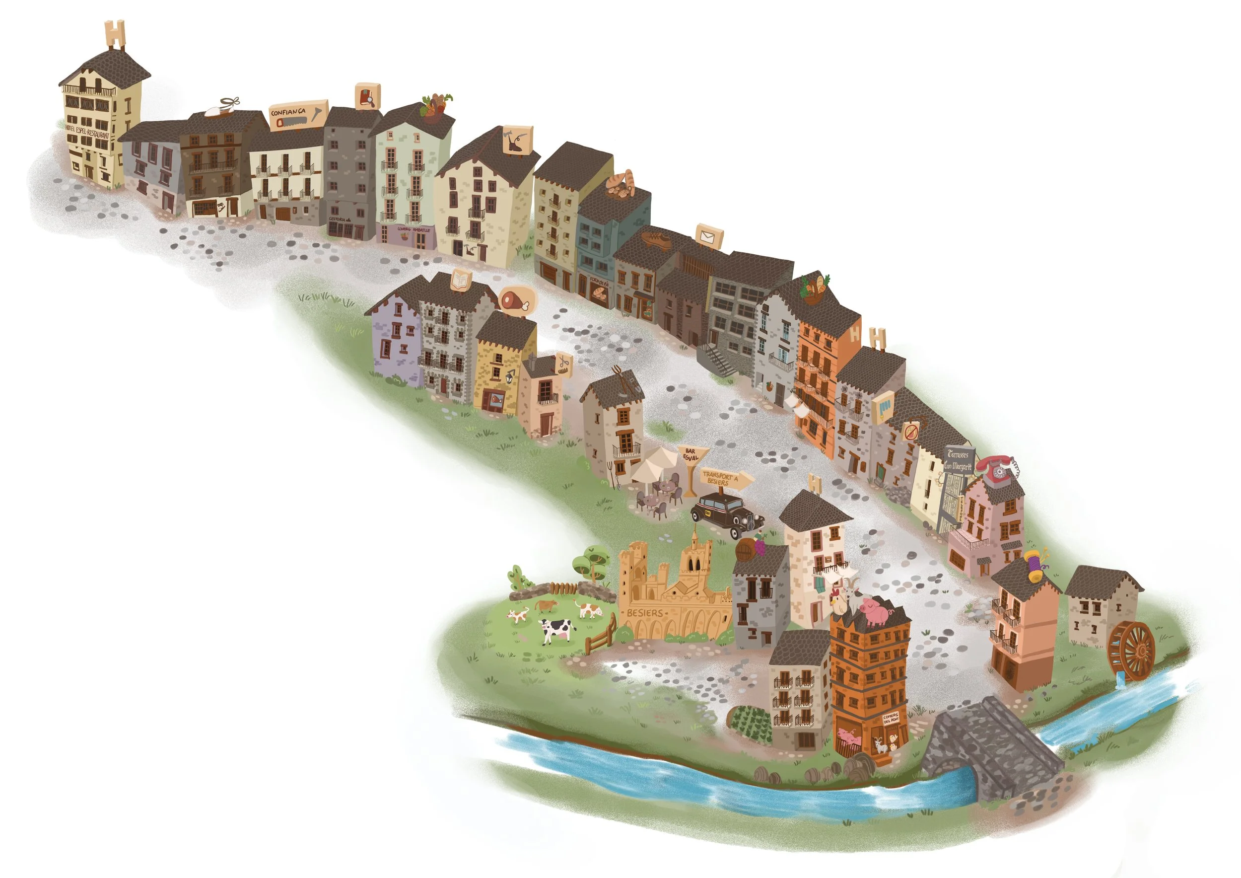 Escaldes-Engordany Illustrated Map - Jecom Disseny