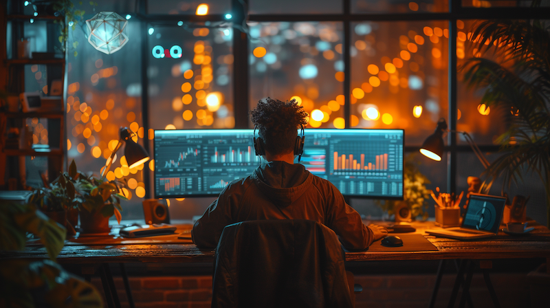 Data analyst at a computer