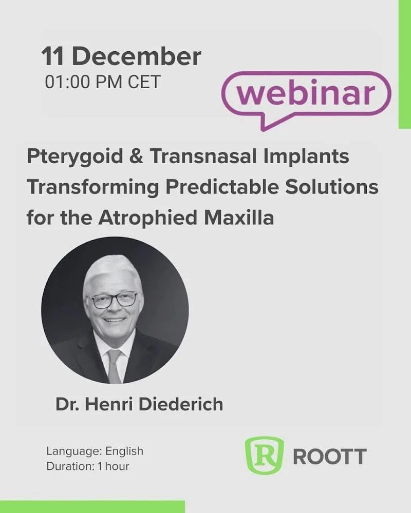 Atrophie osseuse s&eacute;v&egrave;re : quelles alternatives aux chirurgies lourdes ?
Le jeudi 11 d&eacute;cembre &agrave; 13h (heure de Paris), le Dr Diederich pr&eacute;sentera lors d&rsquo;un webinaire les approches cliniques permettant d&rsquo;&e