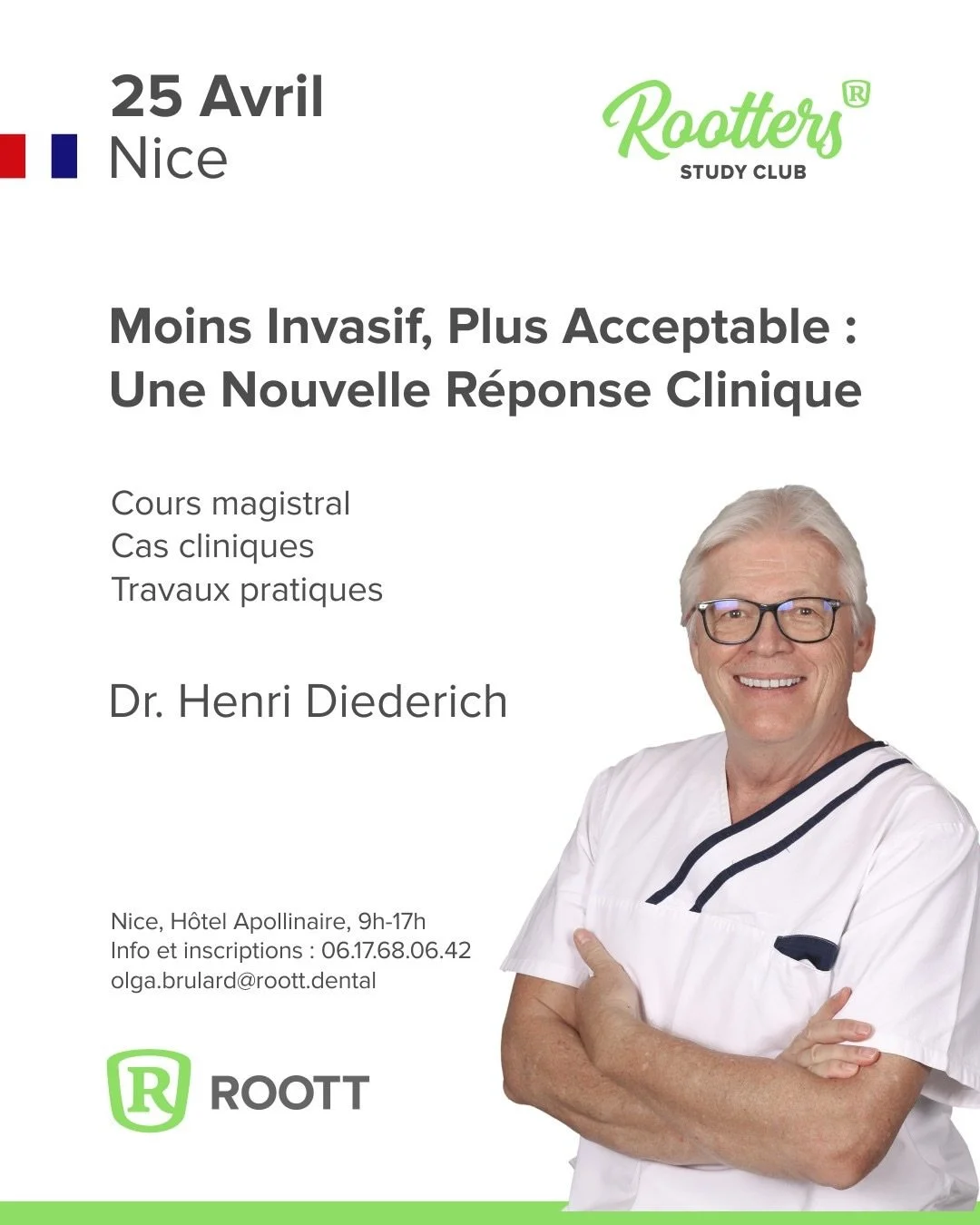 Patients demandeurs de dents fixes sur implants&hellip; mais r&eacute;ticents face aux traitements lourds ?

Le **25 avril 2026 &agrave; Nice**, rejoignez une journ&eacute;e de formation scientifique avec le **Dr Henri Diederich** d&eacute;di&eacute;