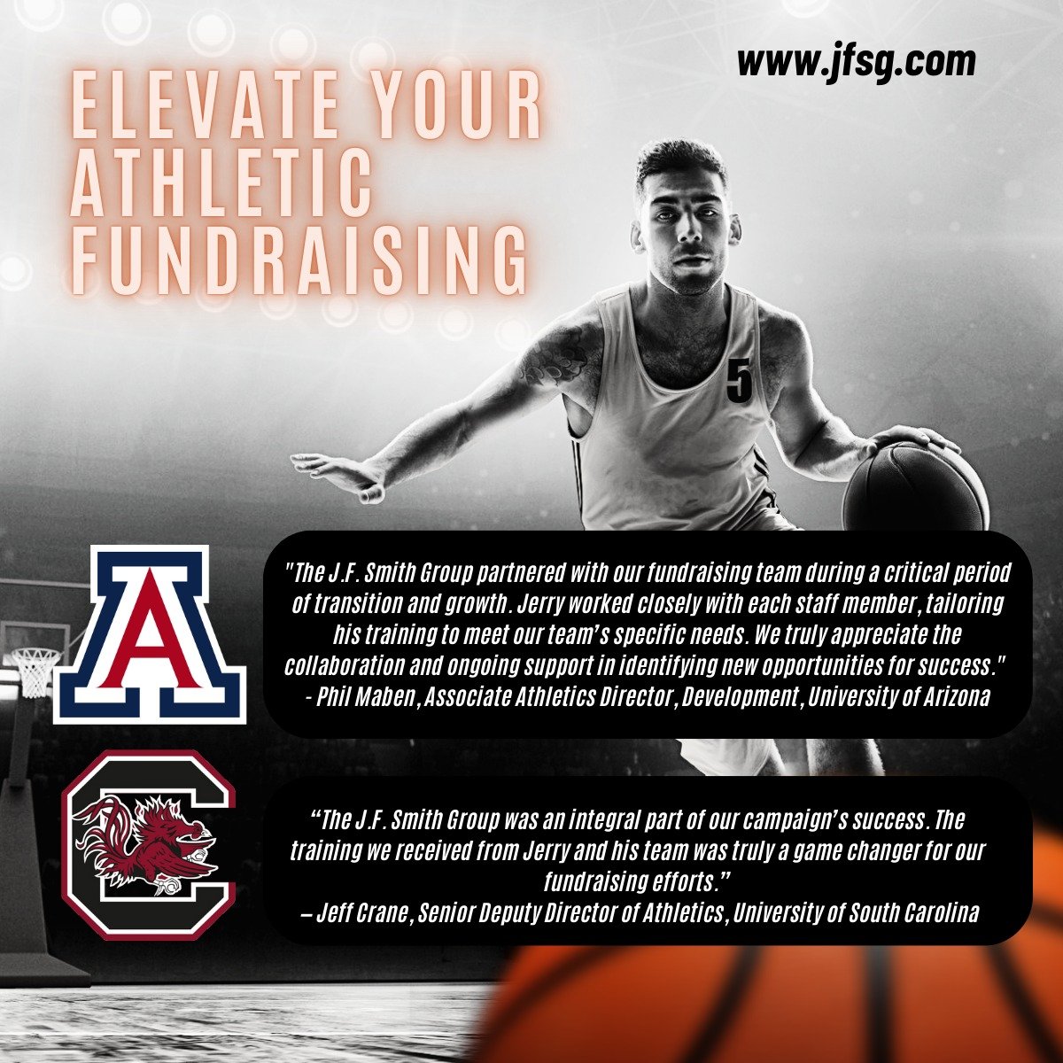 Let us help you ELEVATE YOUR ATHLETIC FUNDRAISING in 2025!
Our team specializes in building the necessary infrastructure, training your development officers, enhancing reporting capabilities, and optimizing portfolio management to maximize fundraisi