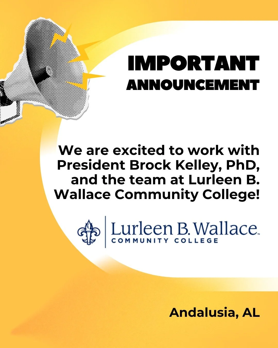 We&rsquo;re thrilled to partner with President Brock Kelley, Ph.D., and Lurleen B. Wallace Community College on an upcoming feasibility study that will help shape the future of the institution. Exciting opportunities lie ahead!