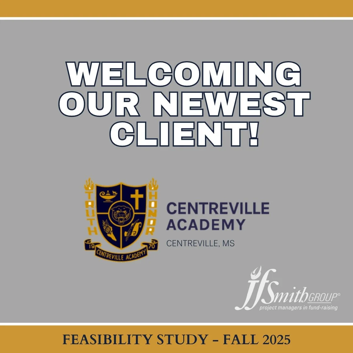 We are excited to partner with Centreville Academy (Centreville, MS) and Head of School Allison Iles! A feasibility study will gather important information to guide school leadership in planning for a capital campaign to enhance student life, safety,
