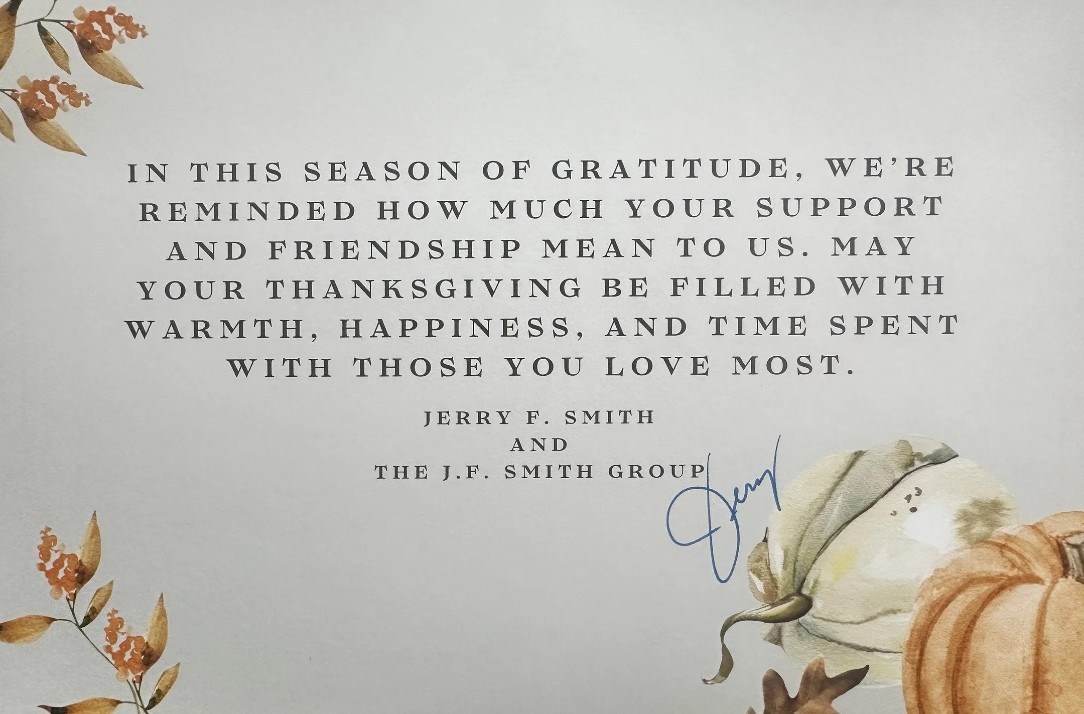 Happy Thanksgiving from the J.F. Smith Group! 🍂